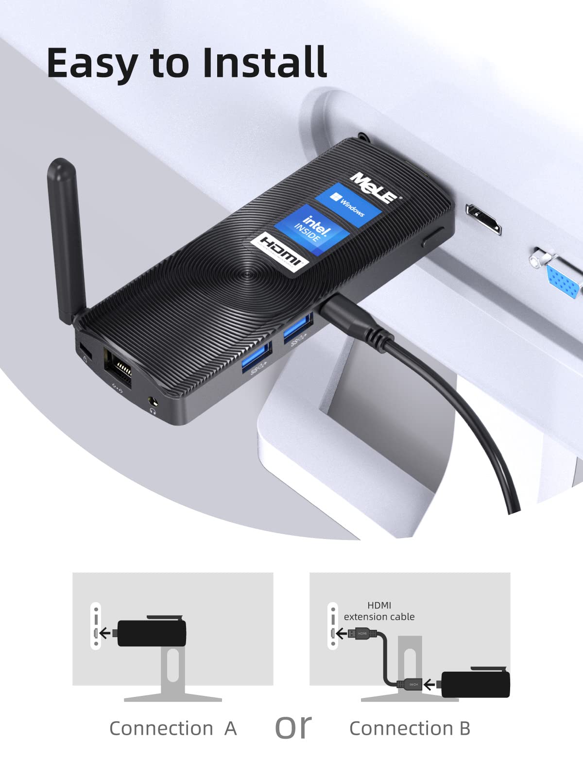 Mele Pcg02 Fanless Mini Pc Stick Desktop Computer Windows 11 Pro J4125 8Gb 128Gb Hdmi Compute Stick, Support Pxe Unlocked Bios,