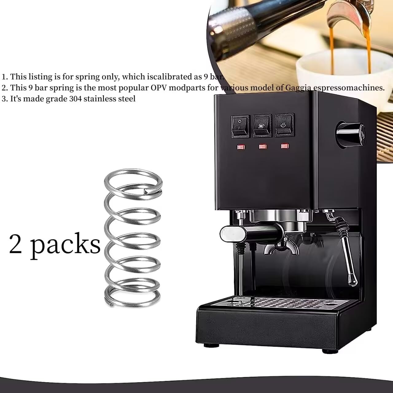 Duoduo Coffee Bar Accessories Compatible With Gaggia Classic Pro Mod Parts Opv Mod 9 Bar Opv Spring(2 Pc)