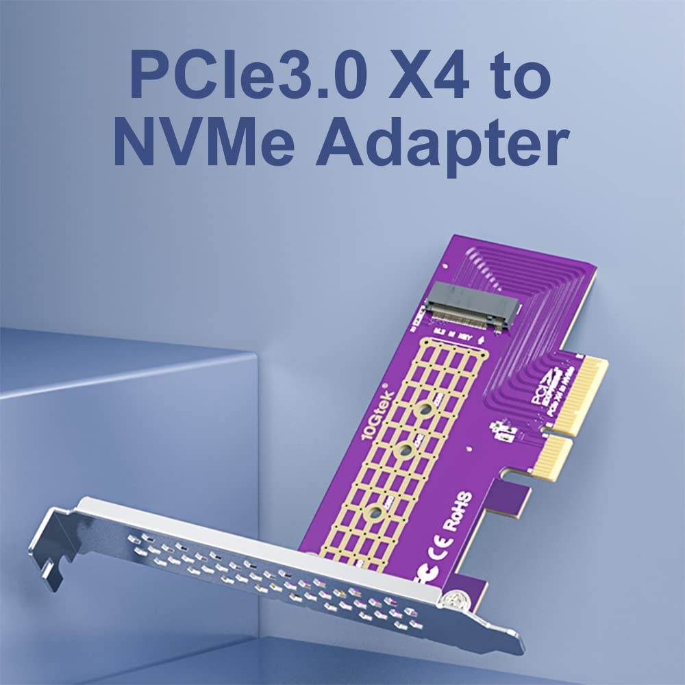 Pcie To M.2 Adapter, Pcie 3.0 X4 To Nvme M.2 Adapter (1 Port) For M.2 (M Key) Ssd,Supports M.2 Ssds (Nvme And Ahci): 2230, 2242,