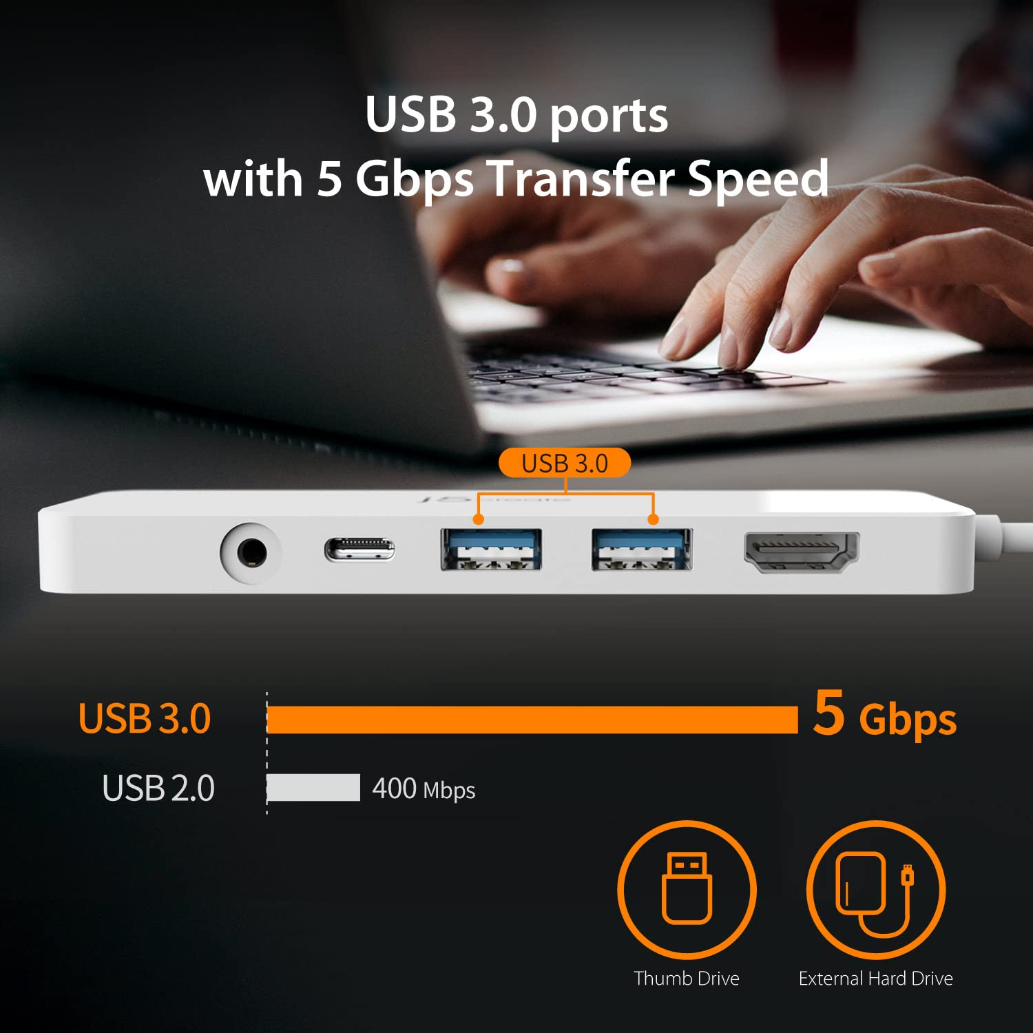 J5Create Usb-C Mini Hub - 4K Hdmi, 2 X Usb 3.1 5Gbps, Microsd & Sd Card Reader, 3.5Mm Audio Jack, 60W Pd Pass-Through Charging (