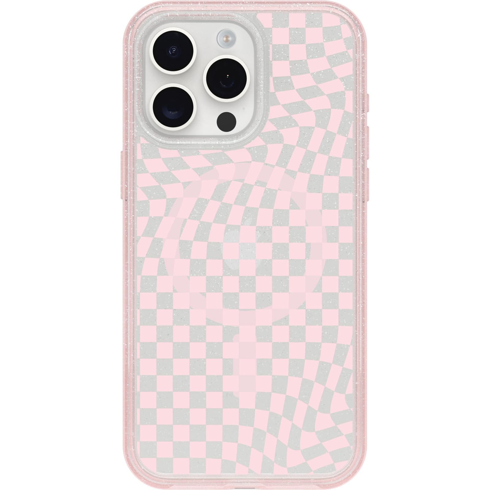 Otterbox Iphone 15 Pro Max (Only) Symmetry Series Clear Case   Checkmate (Pink), Snaps To Magsafe, Ultra Sleek, Raised Edges Pro