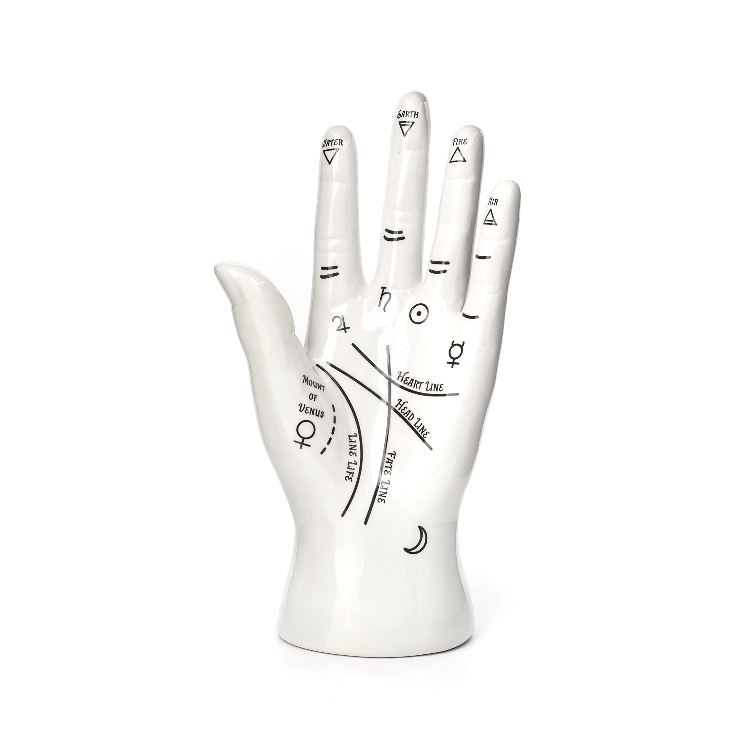 Kikkerland Palm Reader Jewelry Display Mannequin Holder Organizer Storage Stand, White, For Rings, Bracelets, Decoration