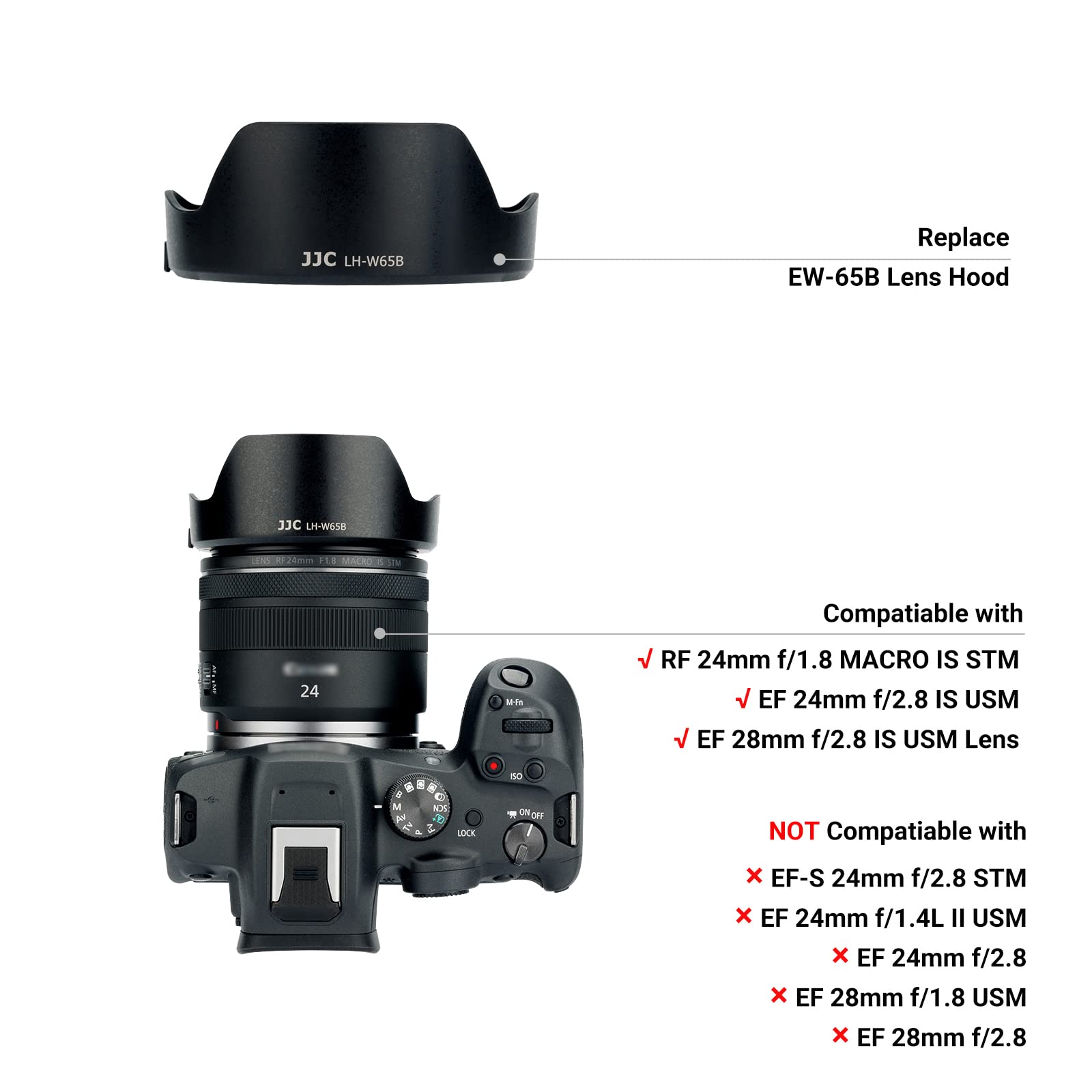 Lens Hood For Canon Rf 24Mm F1.8 Macro Is Stm,Ef 24Mm 2.8 Is Usm And Ef 28Mm 2.8 Is Usm Lens,Reversible Lens Shade Replace Canon