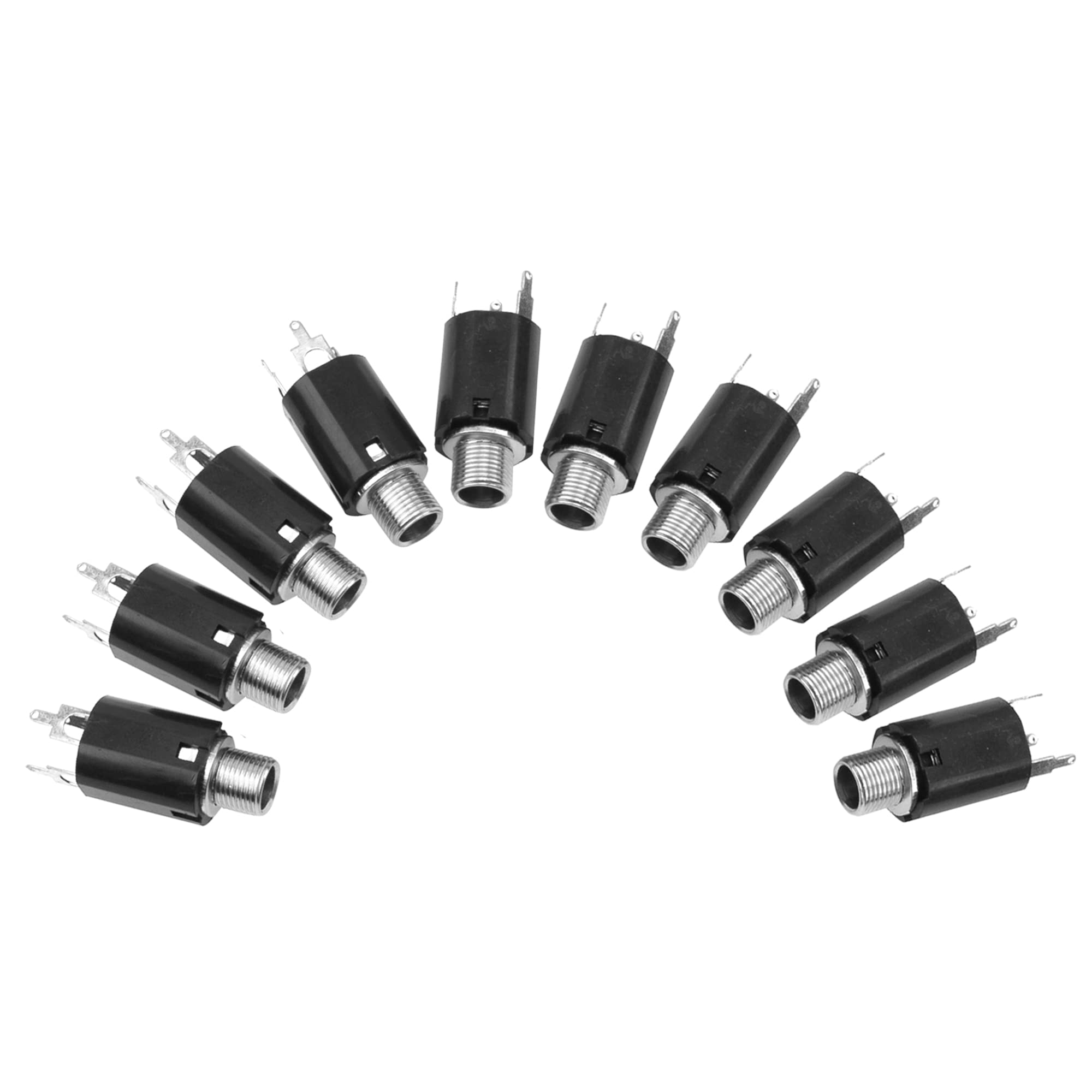 10Pcs Yootones 1/4'' Guitar Endpin Jack 6.35Mm Input Compatible With Guitar Eq Pickup Output Guitar Parts Accessories (Black)