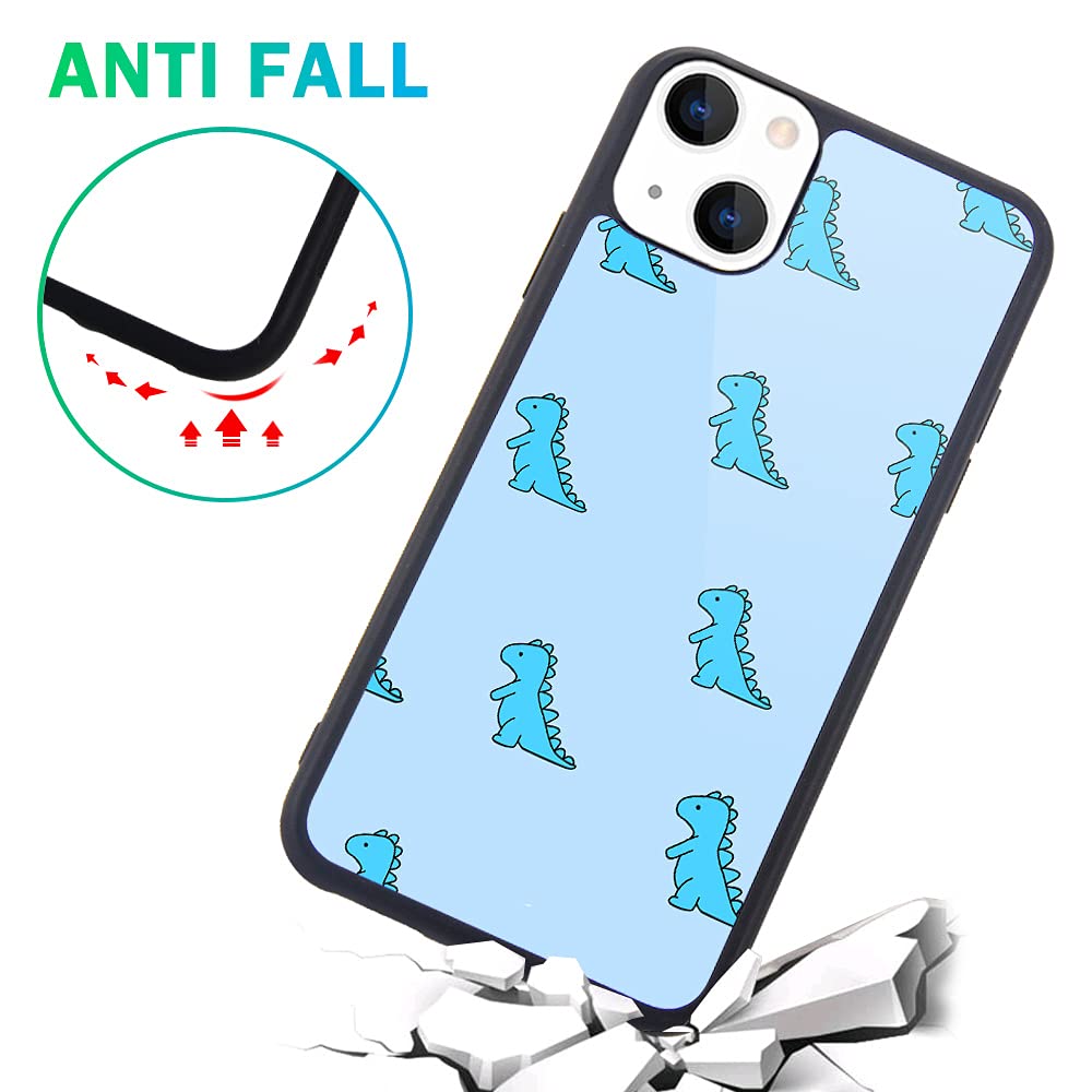 Maycari Compatible With Iphone 13 Case Blue Cartoon Dinosaur For Girls Women, Hard Back Cute Animal Design Soft Tpu Bumper Prote