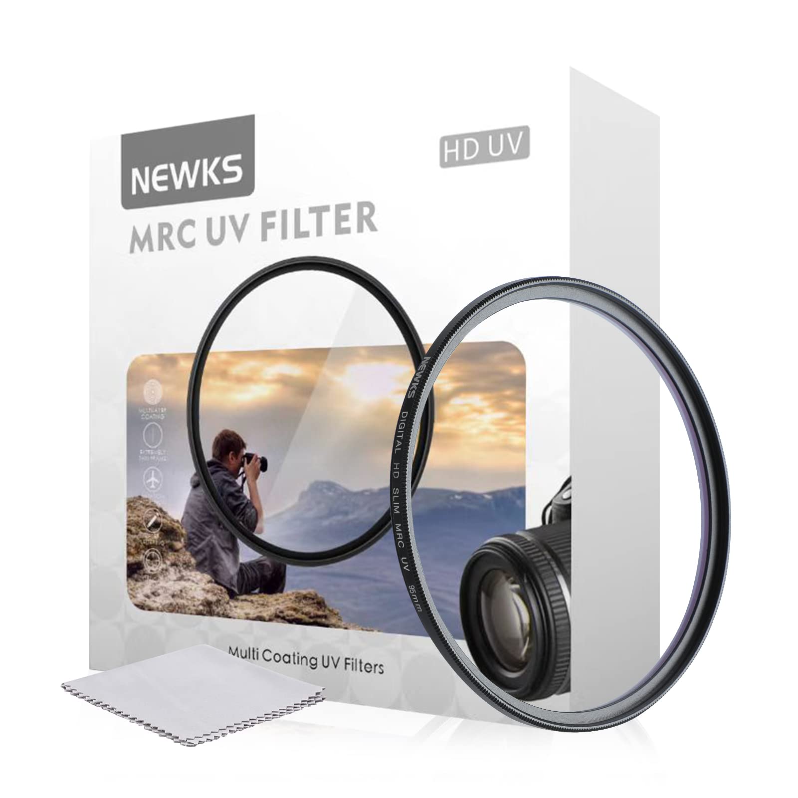 Newks 95Mm Mrc Uv Protection Filter Kit,Clear Uv Filters Slim Protector,16 Multi Layer Nano Coated/Ultra Thin/High Definition/Qu