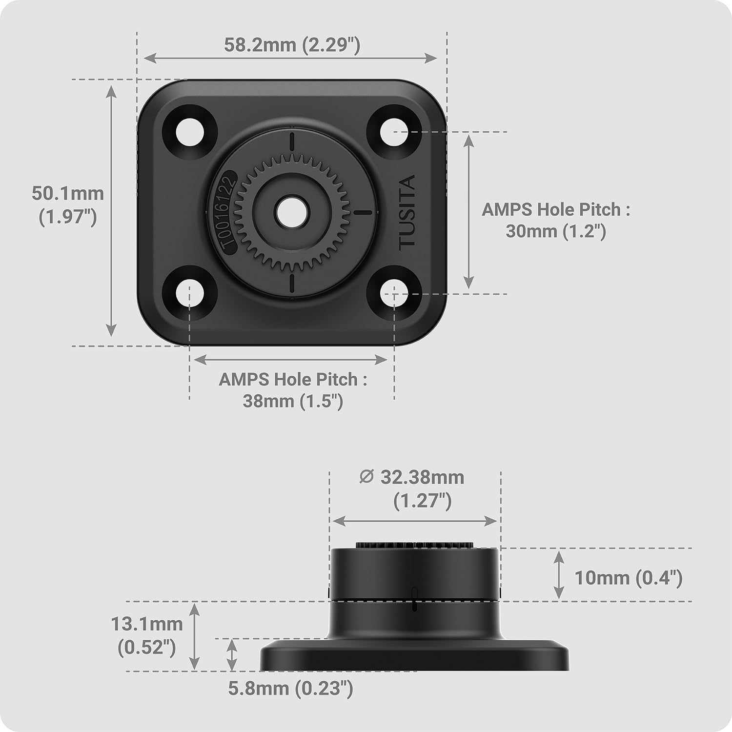 Tusita Lock 360 Base   Flat Rectangle Base   4 Hole