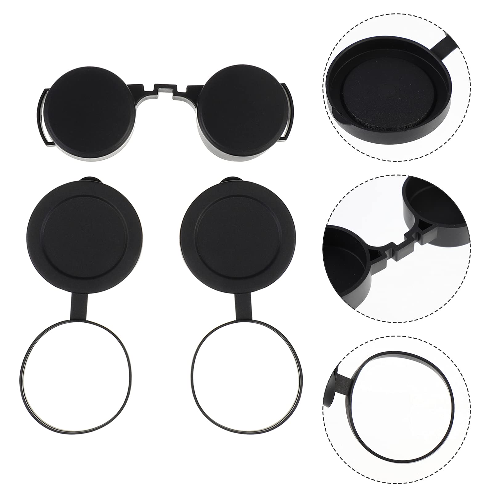 3Pcs Rubber Objective Lens Cover Eyepiece Flip  Open Scope Cover For Binoculars Telescope Accessories (Black)