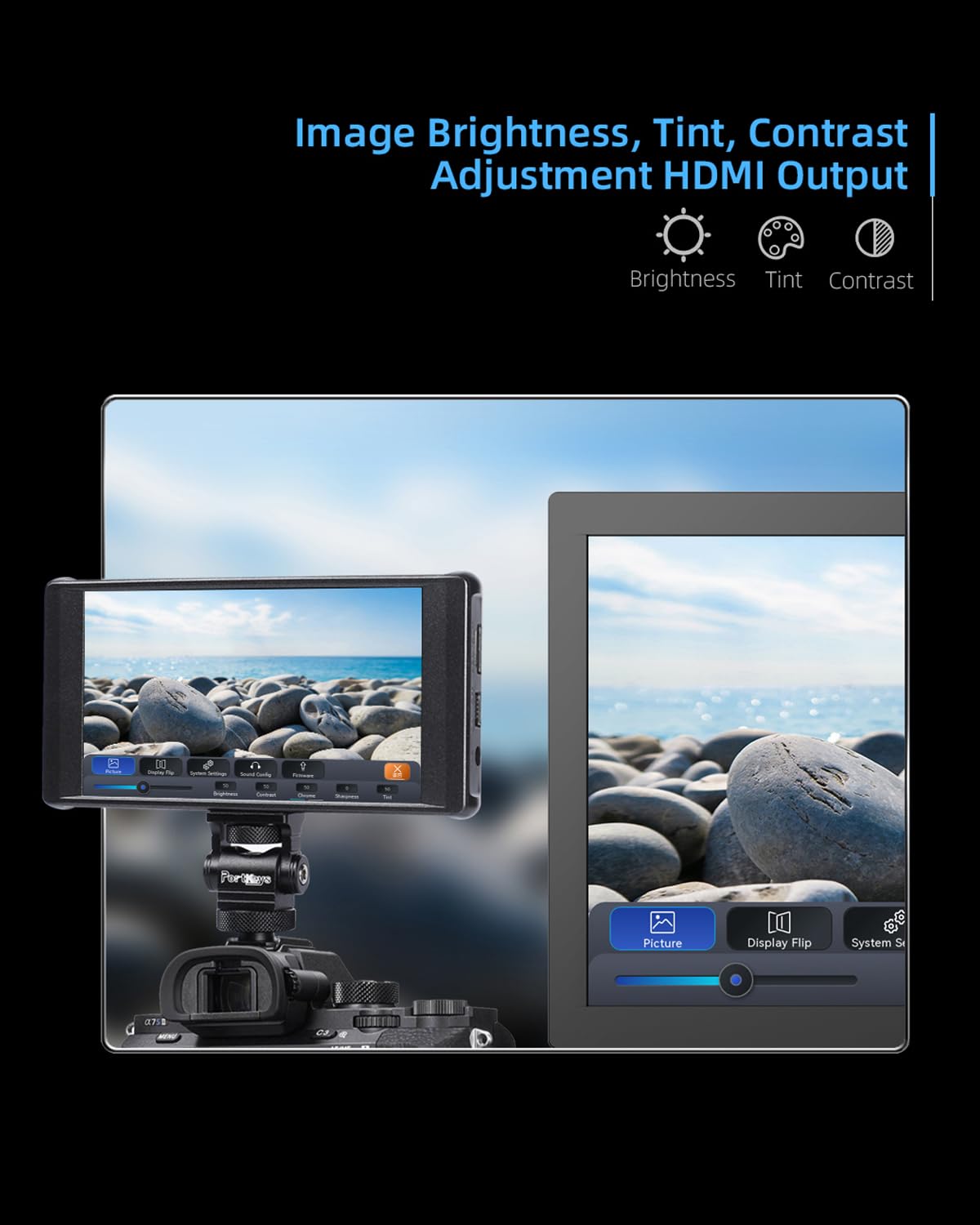 Portkeys Pt6 Camera Field Monitor 5.2'' 600Nit Touchscreen Camera Monitor Vertical Shooting Stretch 3D Lut Output Wide Color Gam