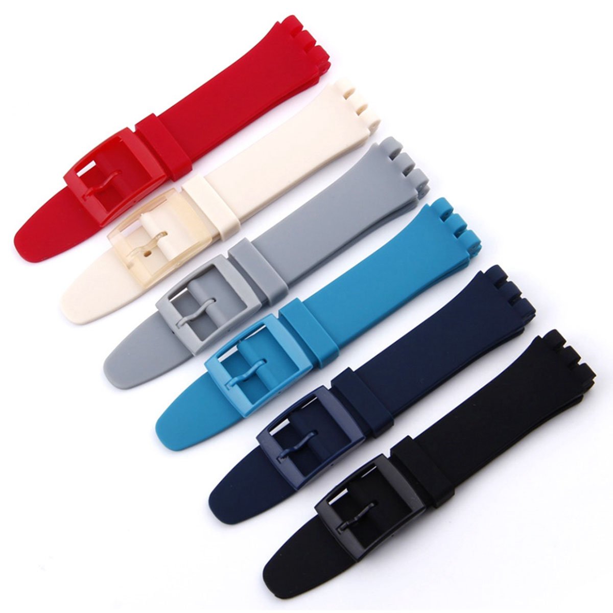 Greenolive Ultra Thin Replacement Waterproof Silicone Rubber Watch Strap Watch Band For Swatch Skin Series (16Mm, Black)