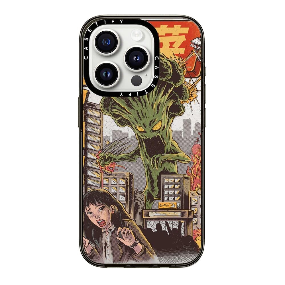 Casetify Compact Iphone 15 Pro Case [2X Military Grade Drop Tested / 4Ft Drop Protection]   Broccozilla   Clear Black