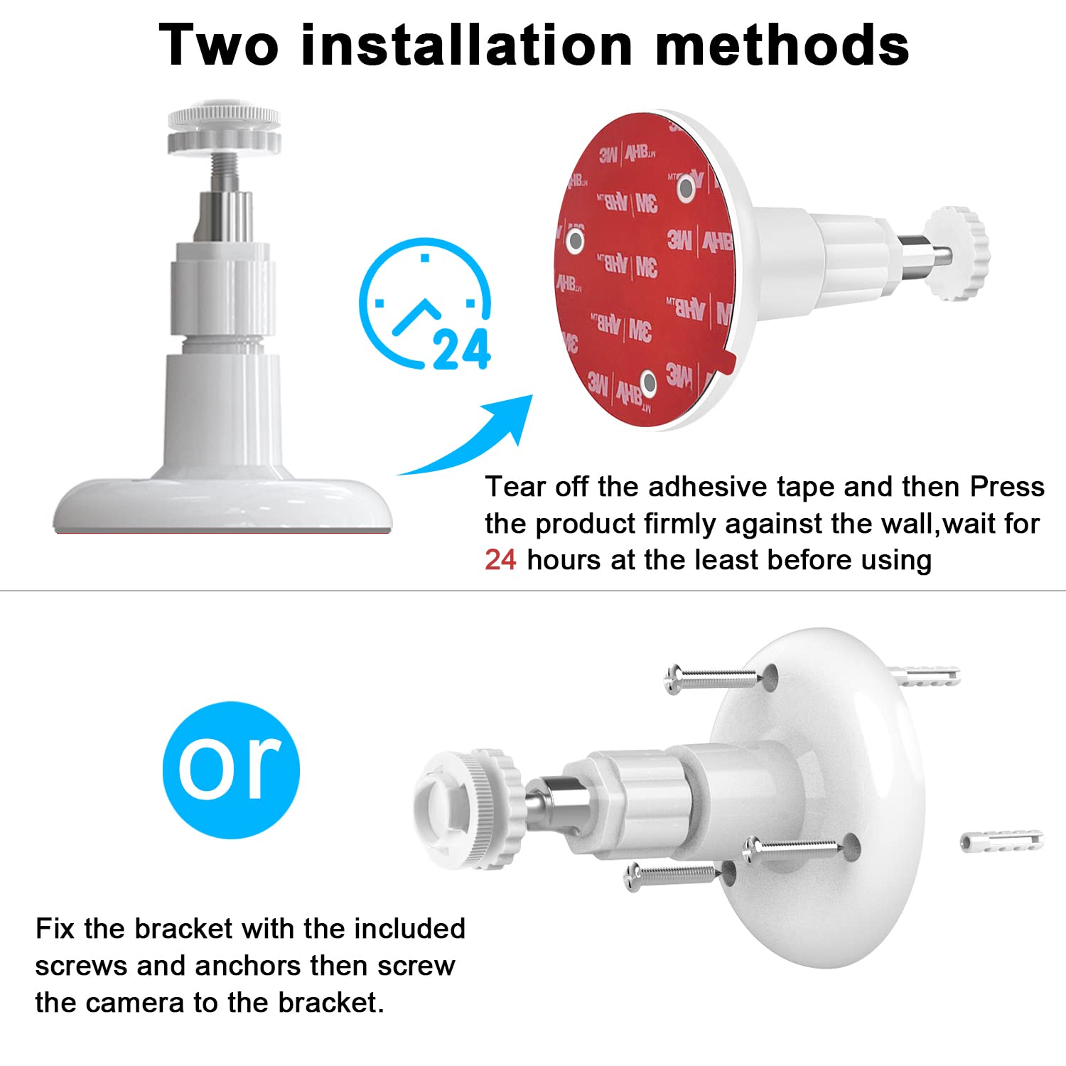 3Pack Screwless Wall Mount Bracket For Blink Outdoor & Indoor Camera Blink Xt2,360 Degree Adjustable Strong Adhesive Mount,2 Ways Installation Vhb Stick On Or Screws, No Tools Needed, No Drilling