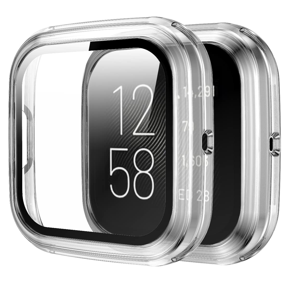 Rc Z Screen Protector For Fitbit Versa 2, Hard Matte Pc Case Full Around Frame Bumper Full Face Screen Cover Protective Case For