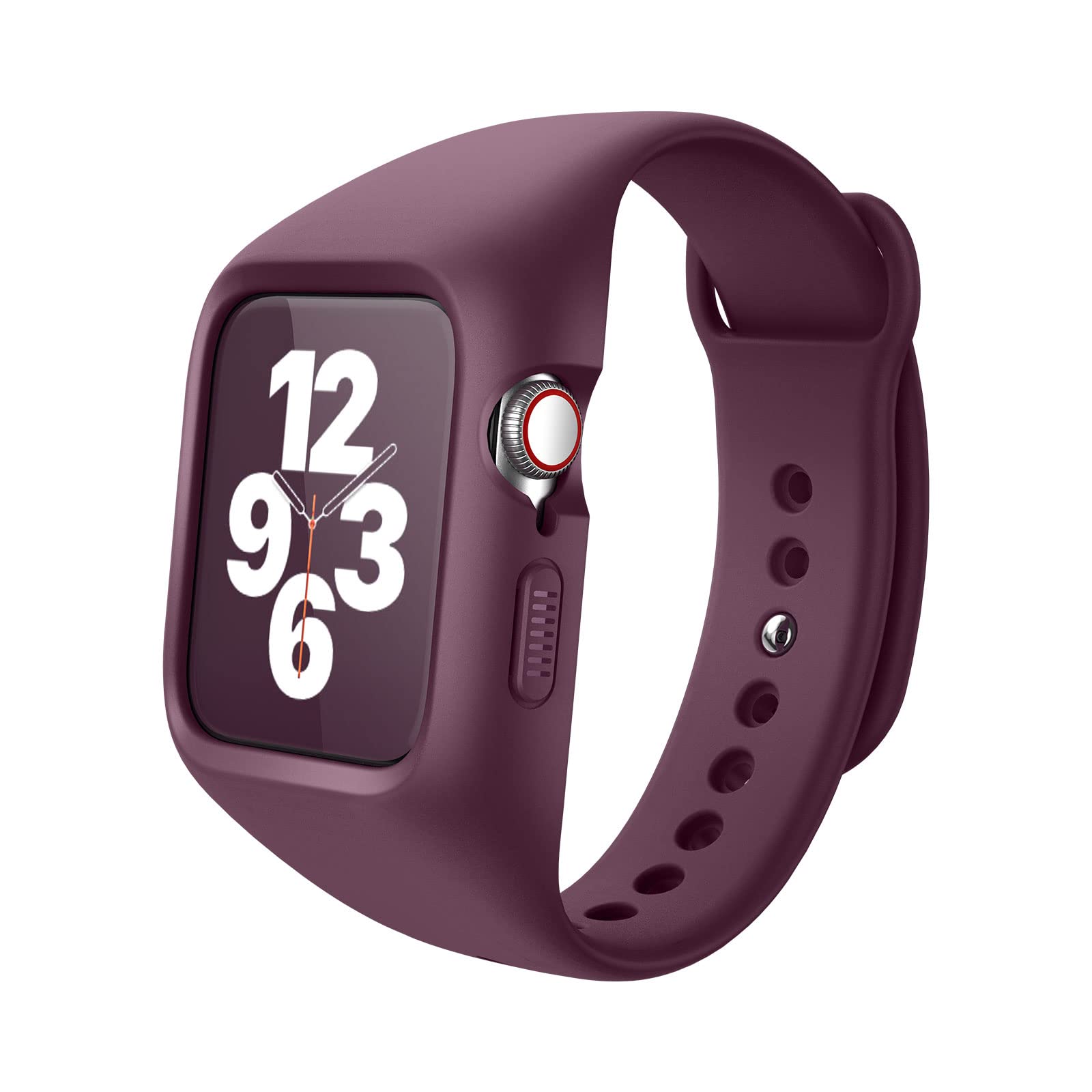 Suritch Sport Band Compatible With Apple Watch 44Mm 45Mm, Soft Silicone Wristbands Replacement Strap With Case For Iwatch Se/7/6