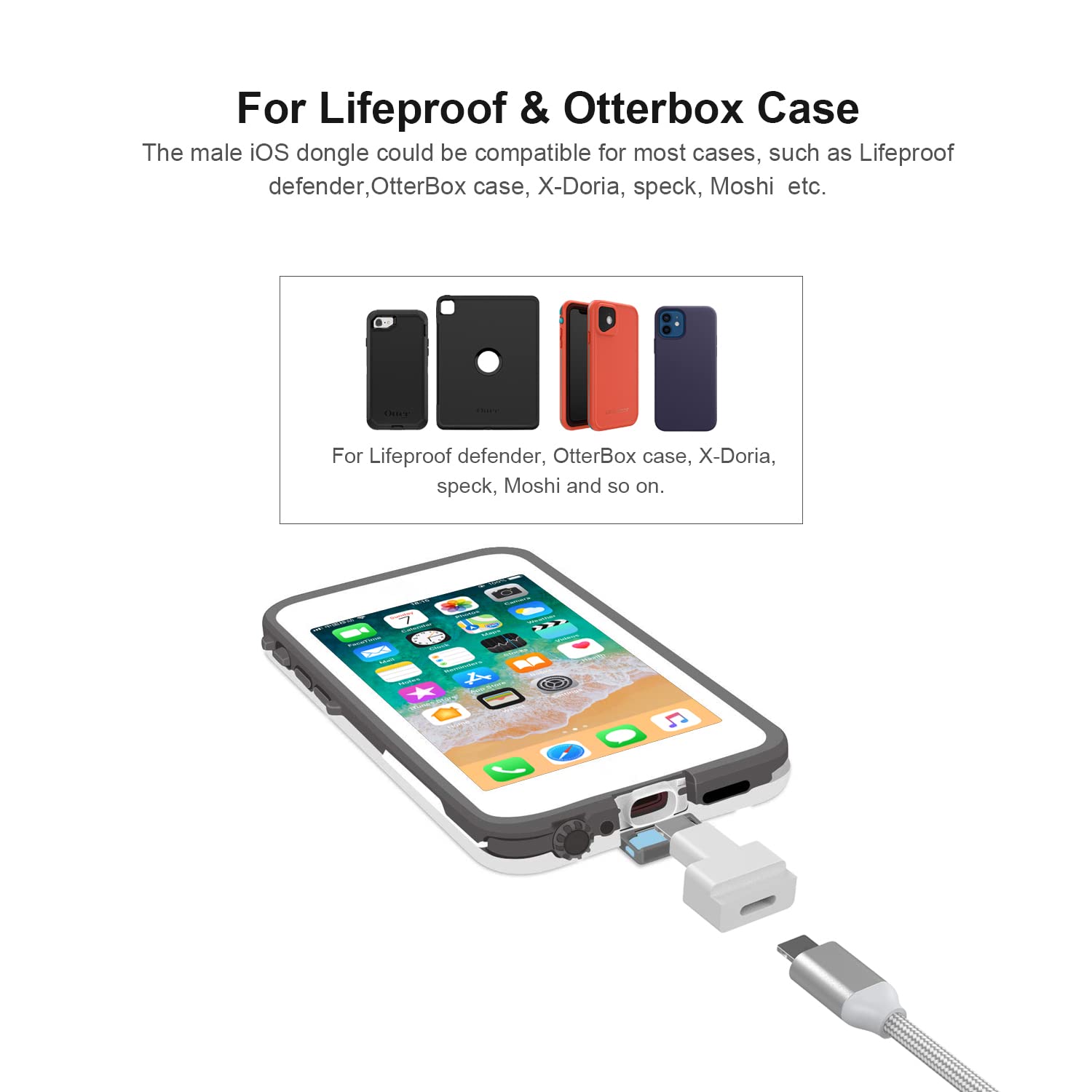Ematecable Braided I Phone Extender Cable Adapter Pass Video Audio Data And Charging Female To Male I Phone Extension Cord Made