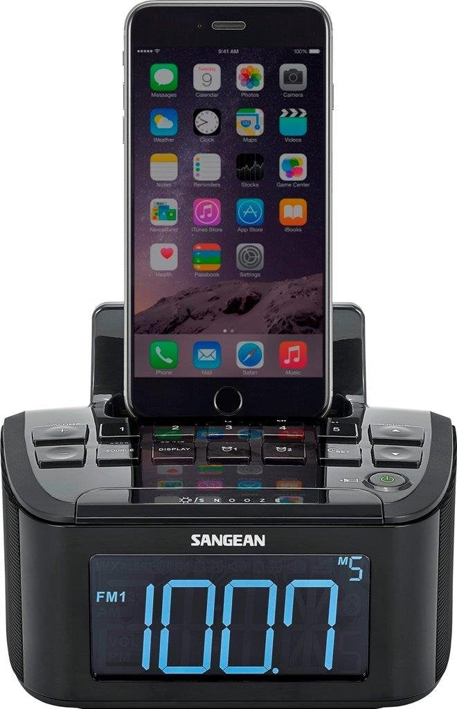 Sangean America, Inc. RCR-28 AM/FM-Stereo/Aux-in Digital Tuning Clock Radio with Lightning Connector Dock for iPhone 5/5s/5c/6/6