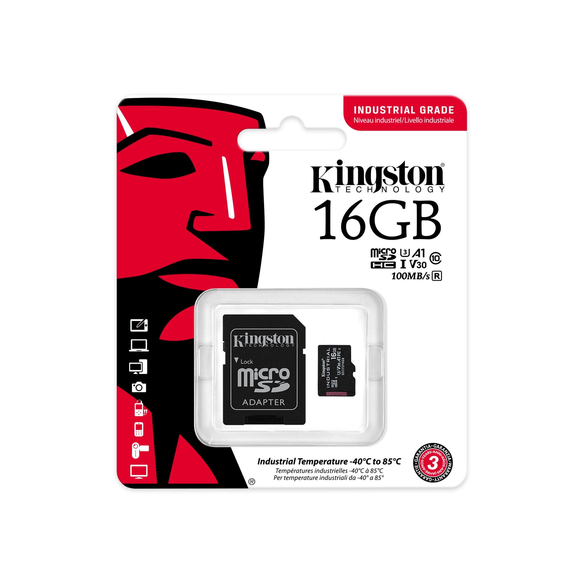 Kingston Industrial 16Gb Microsdhc C10 A1 Pslc Card + Sd Adapter Sdcit2/16Gb