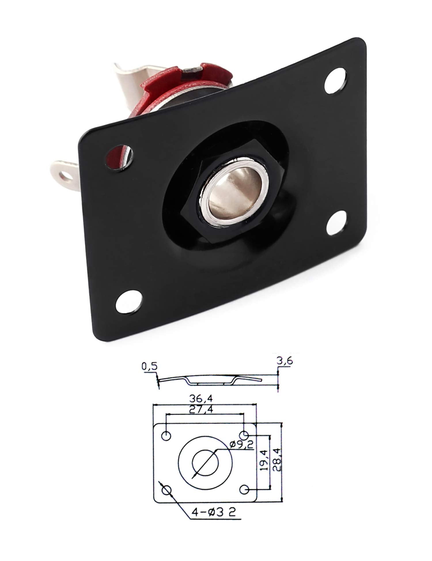 Metallor Output Input Jack Plate Socket For Tele Sg Style Electric Guitar Parts Replacement Black.