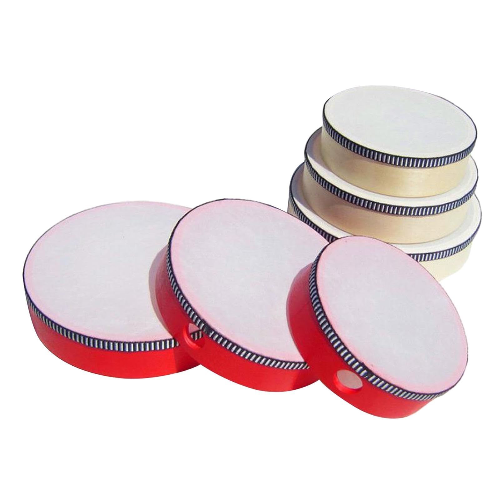 SECRET DESIRE Wooden Hand Held Drum Adults Ktv Children Musical Educational Toy Tambourine 4Inch White