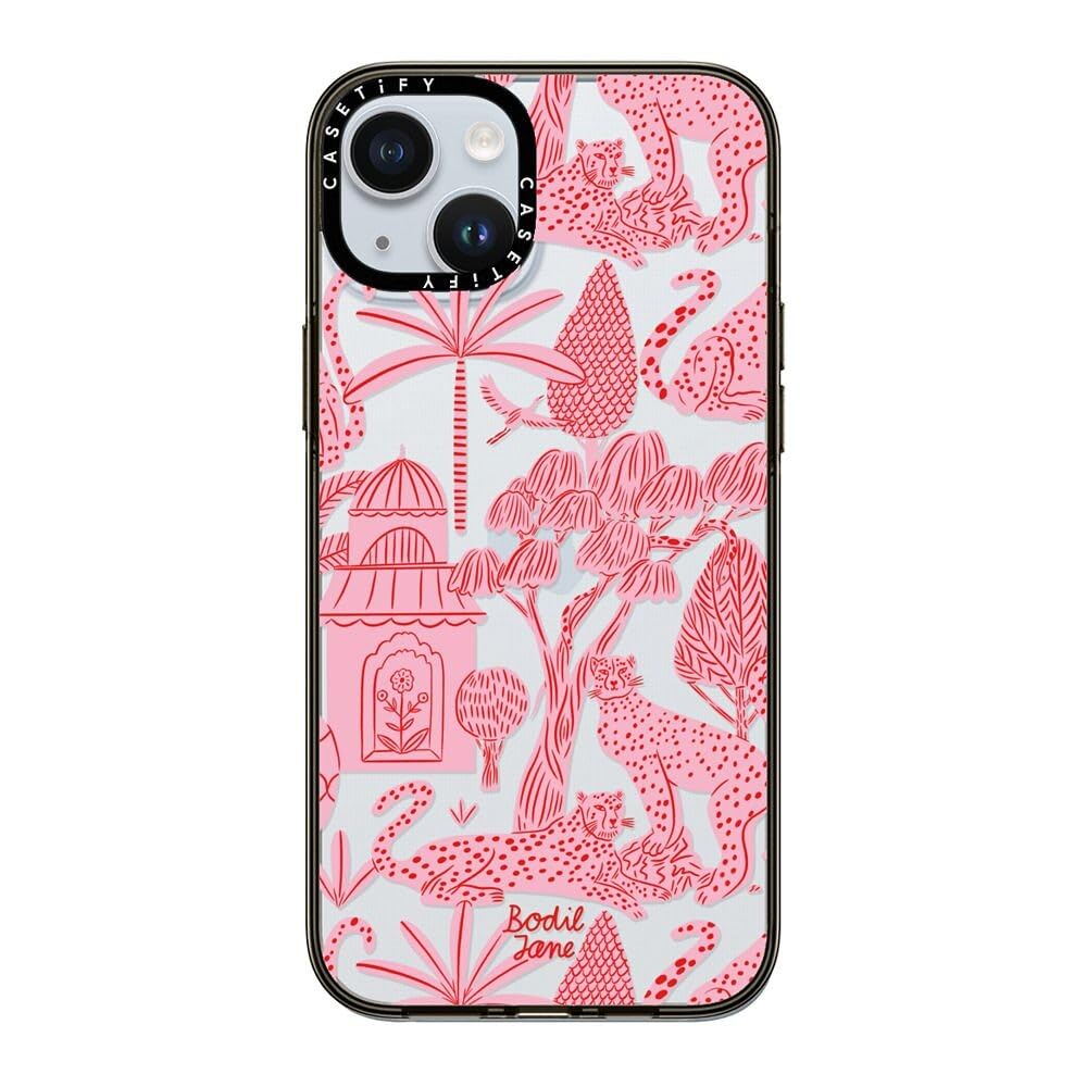 Casetify Compact Case For Iphone 15 Plus [2X Military Grade Drop Tested / 4Ft Drop Protection]   Cheetah Paradise Pink   Clear B