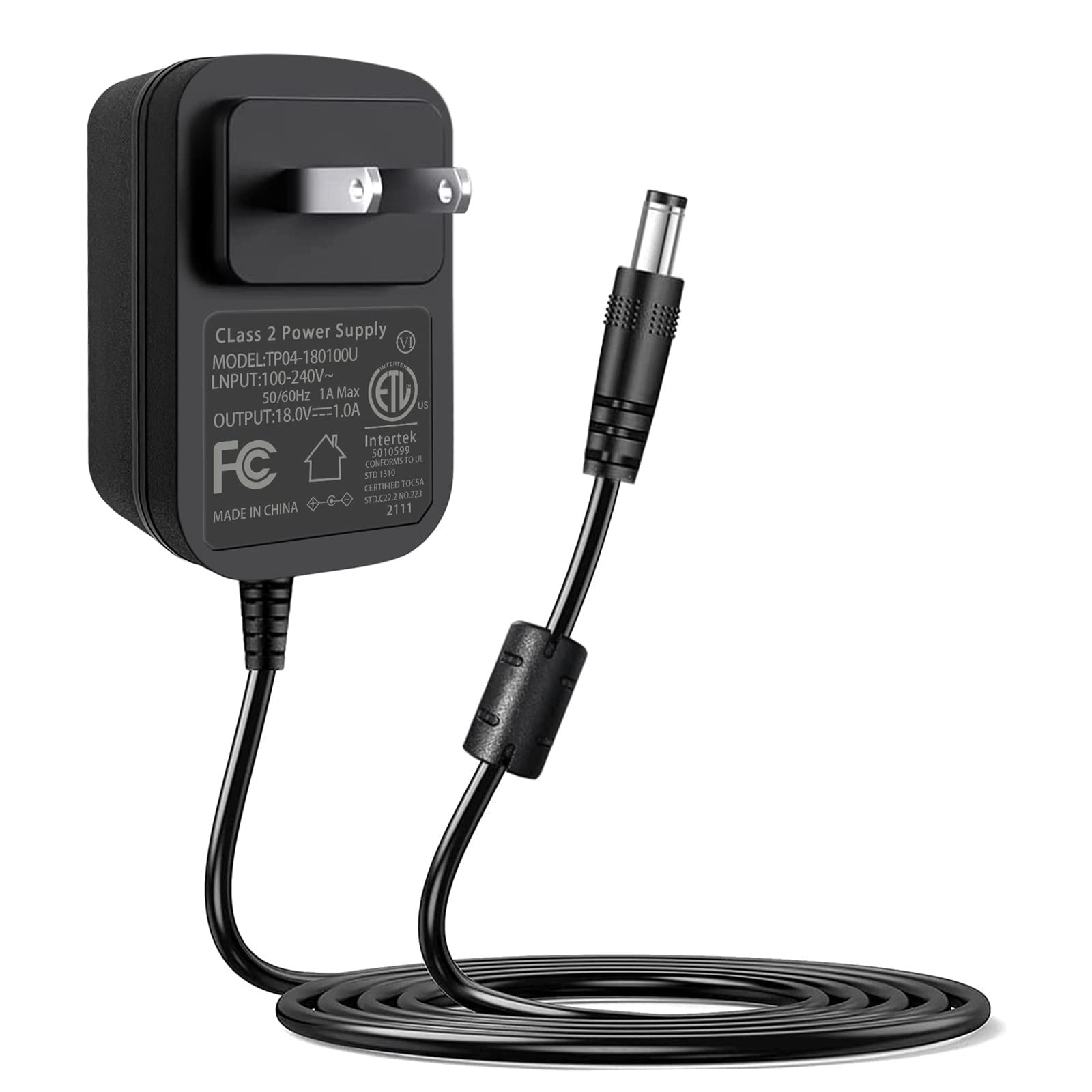 Gonine 18V Guitar Pedal Cable, 18Volt 1A Power Supply Ac Adapter 110 240V Ac To Dc Center Negative Dc Plug For Joyo Jp 01 Jp 02 Effect Pedal Charger.