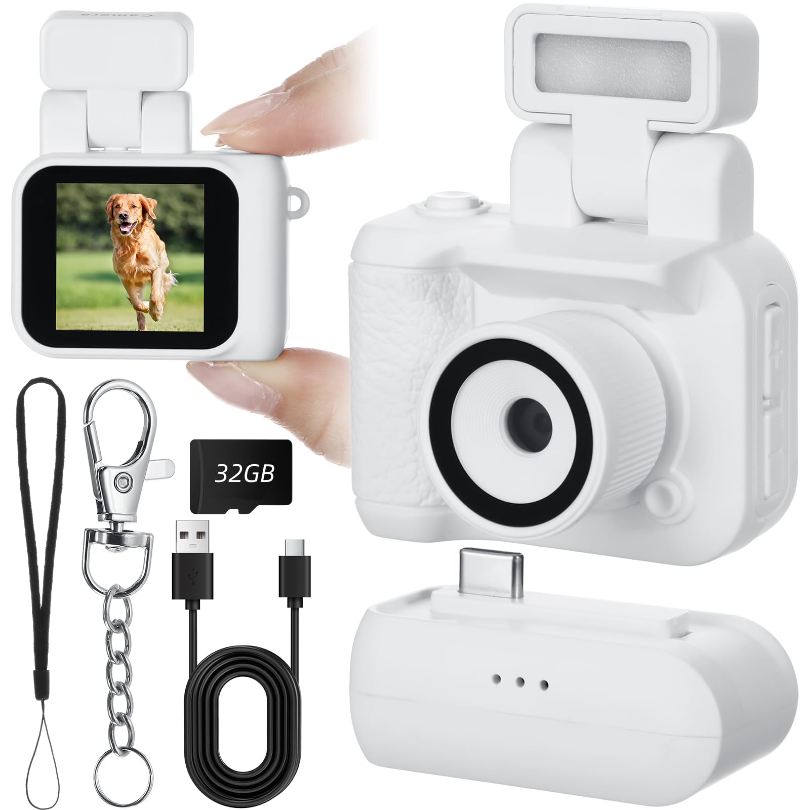 Relaxweex Mini Digital Camera Keychain with Flash Light 1080p Tiny Camera Mini Retro Micro Dv/Camcorder with 600 Mins Battery Li