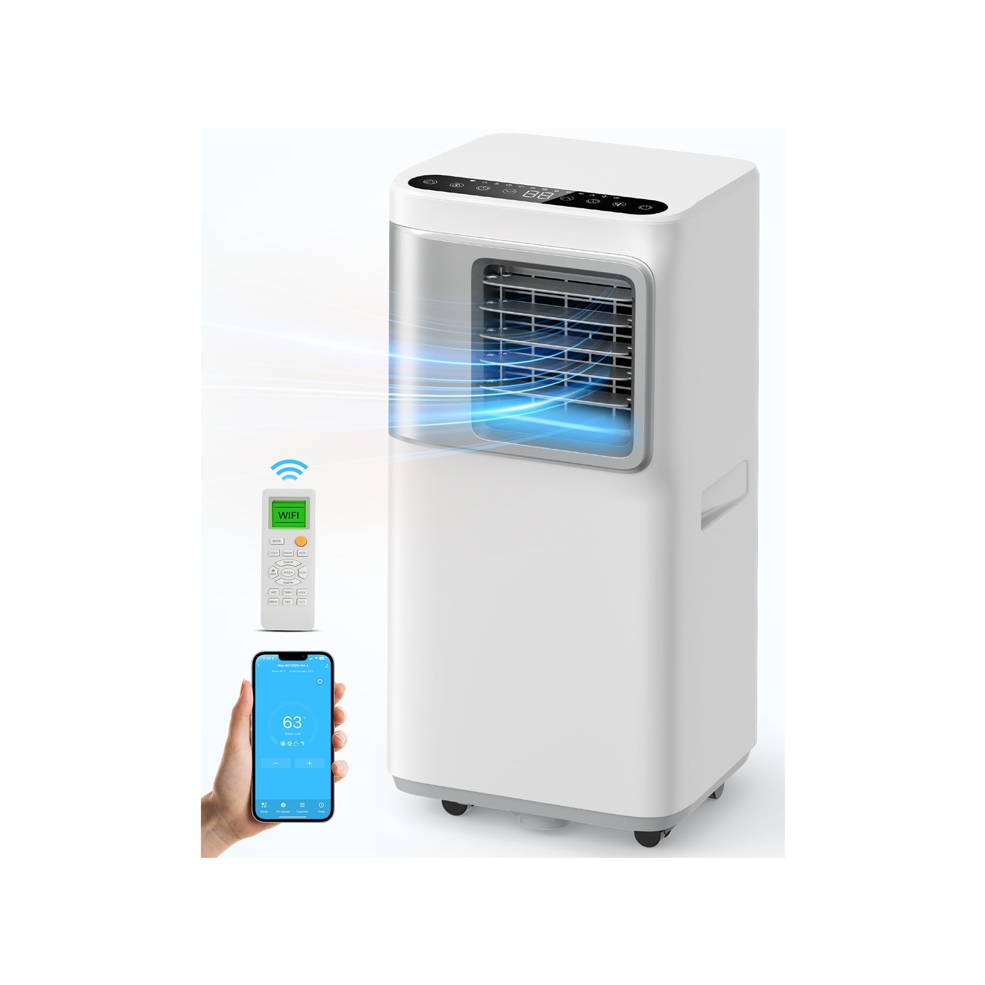 16000 BTU Portable Air Conditioners for Large Room up to 730 sq.ft 5-in-1 Smart AC Unit with WiFi APP/Remote Control, Fast Cooli