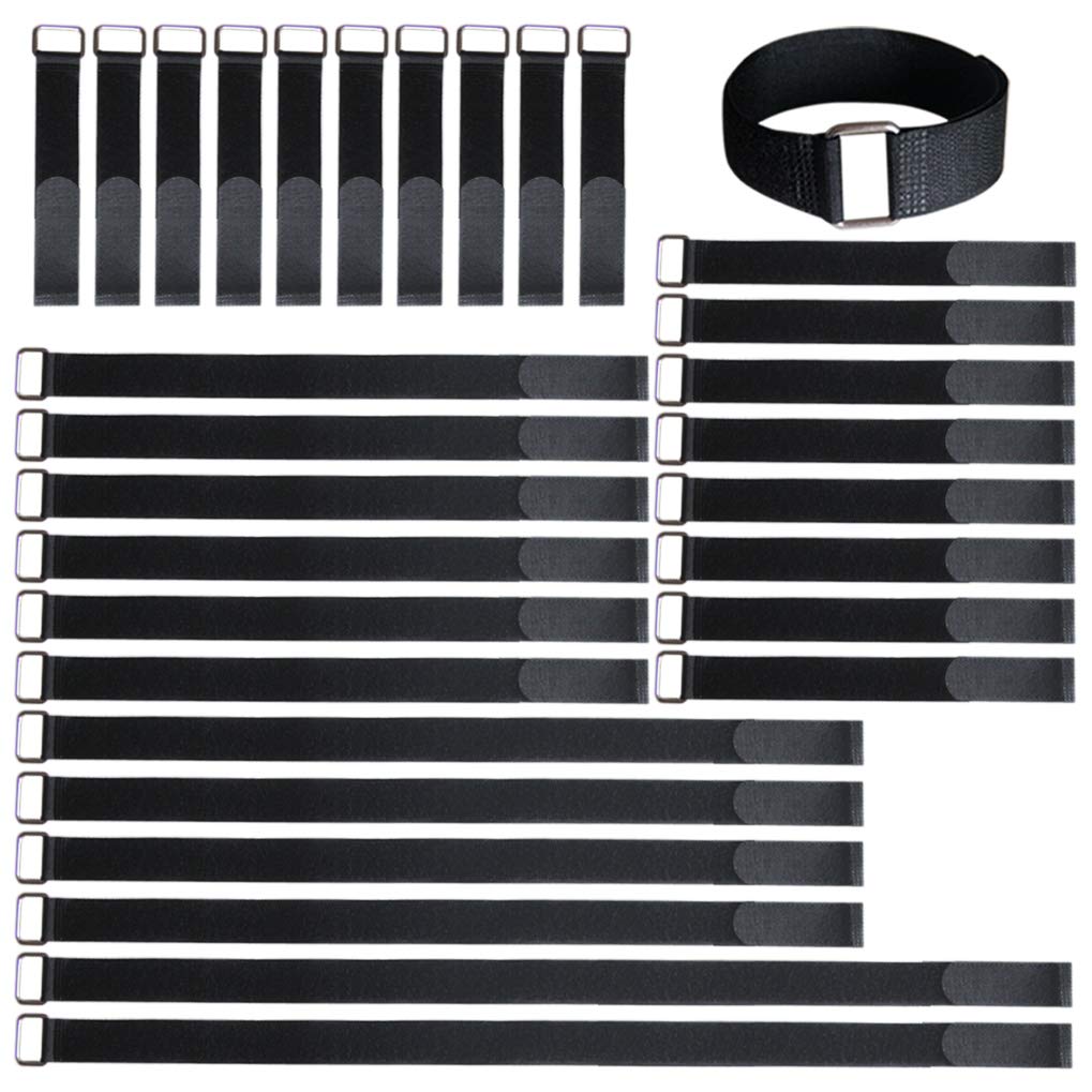 Vigaer 8'' 12'' 18'' 24'' 30'' Reusable Fastening Cable Straps, 30 Pcs Securing Straps Adjustable Nylon Hook And Loop Cinch Cabl