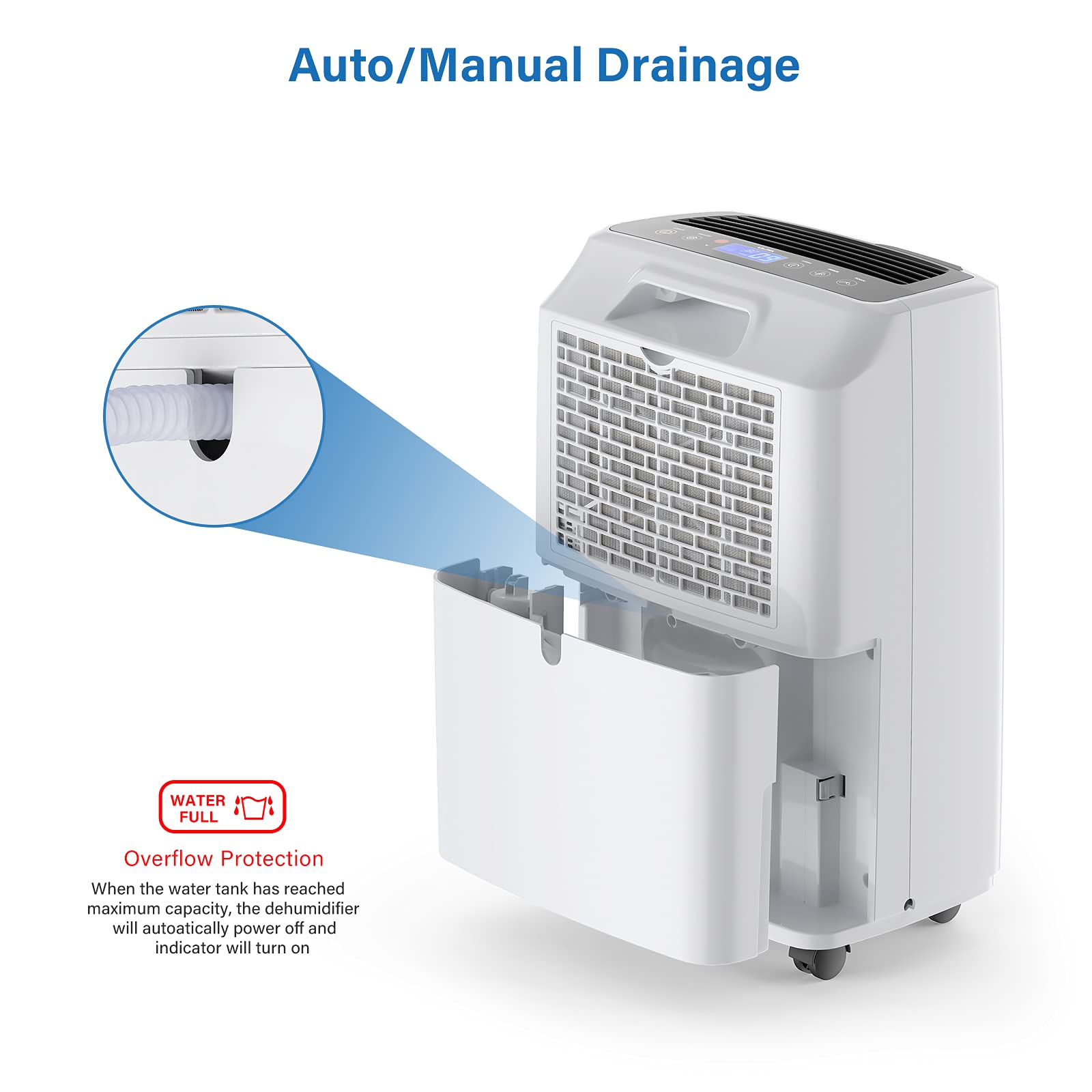 Yaufey 2500 Sq. Ft Home Dehumidifier For Medium To Large Rooms And Basements With Auto Or Manual Drainage, 0.48 Gallon Water Tan