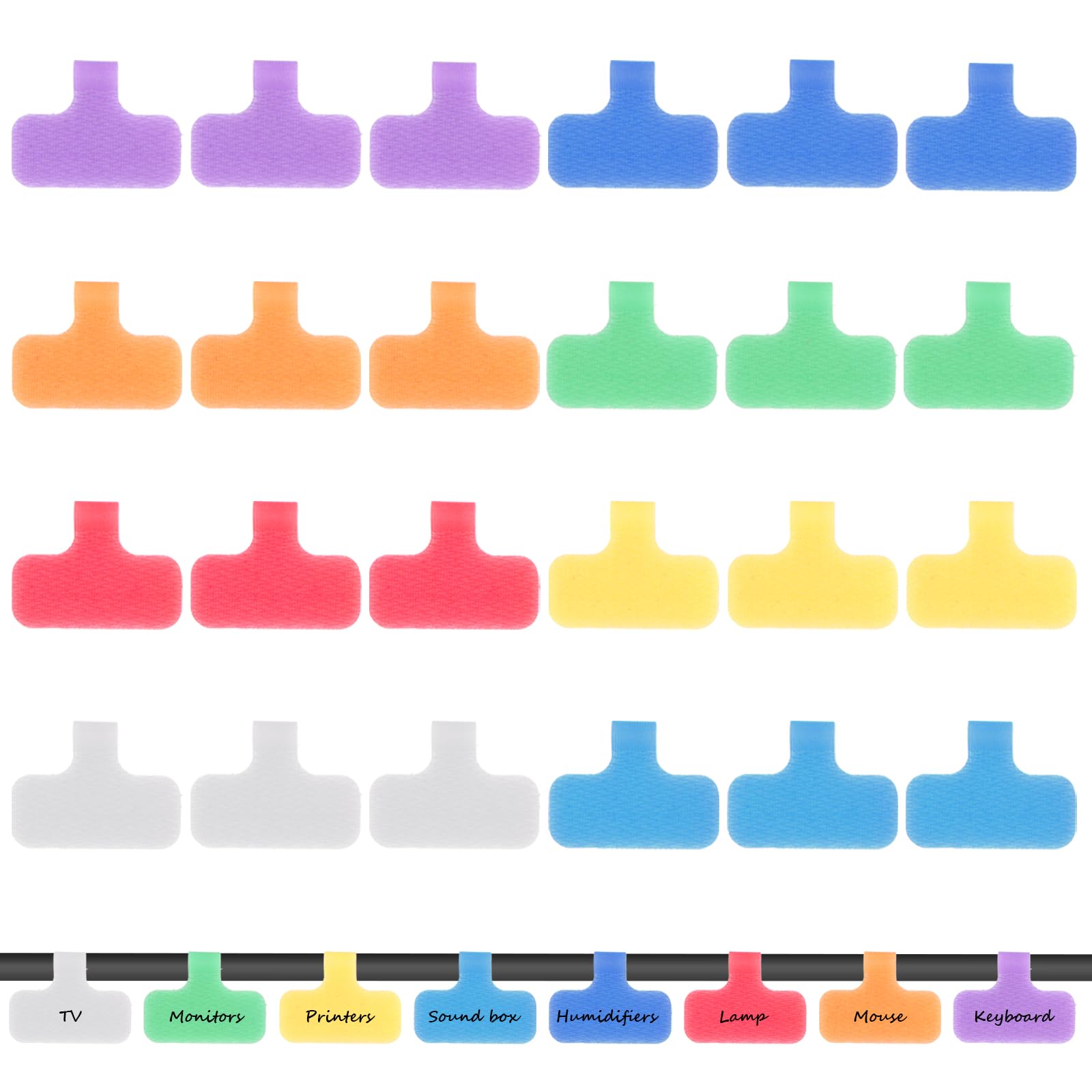 Giantree Cable Cord Labels, 24Pcs Reusable Cable Labels For Organizing Wires And Identification Multicolored Handwriting Cable T