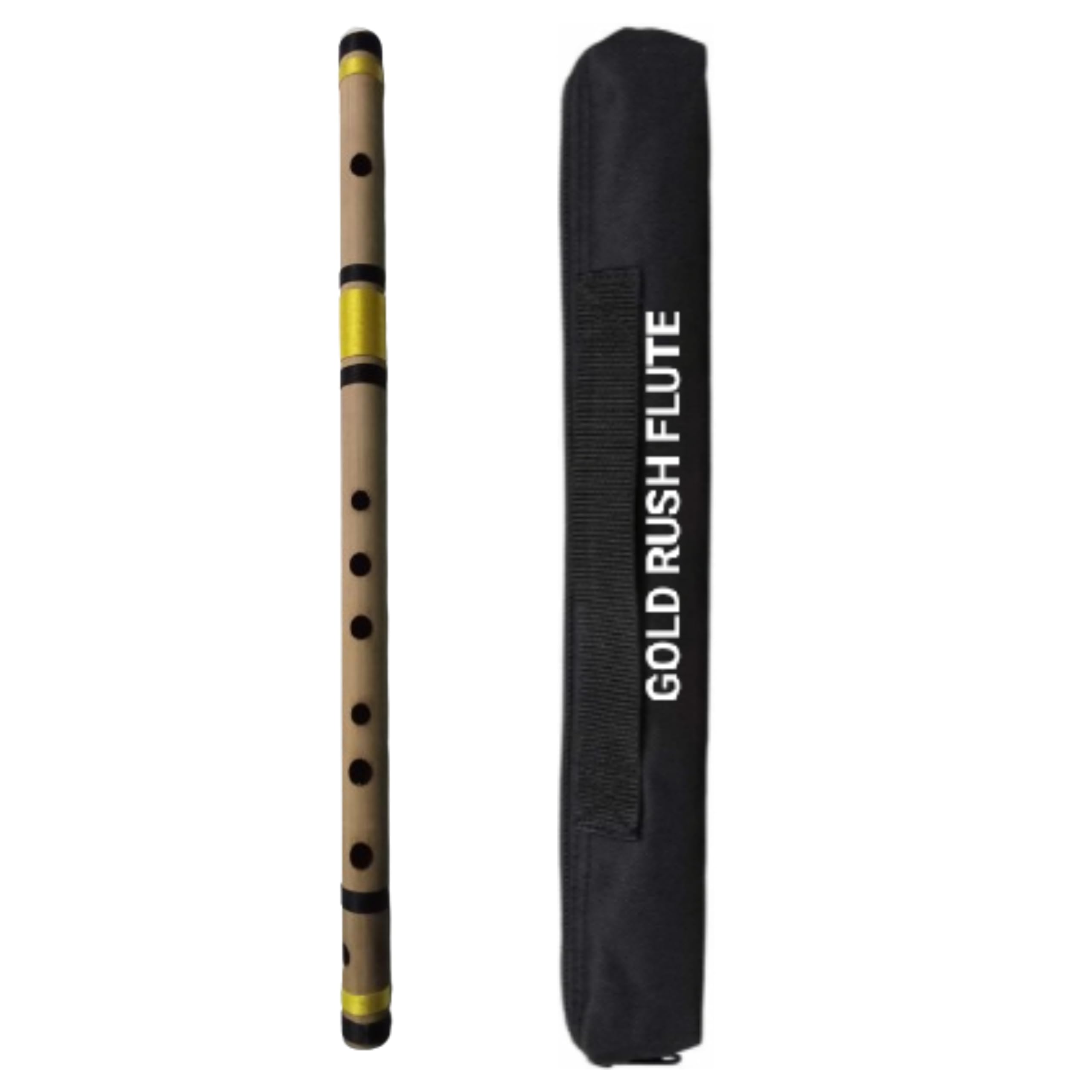 Gold Rush Flute C Sharp Medium Professional Right Handed Bamboo Flute 18.5 Inch Size 47 Cm Length With Free Carry Bag (Cssbf0002