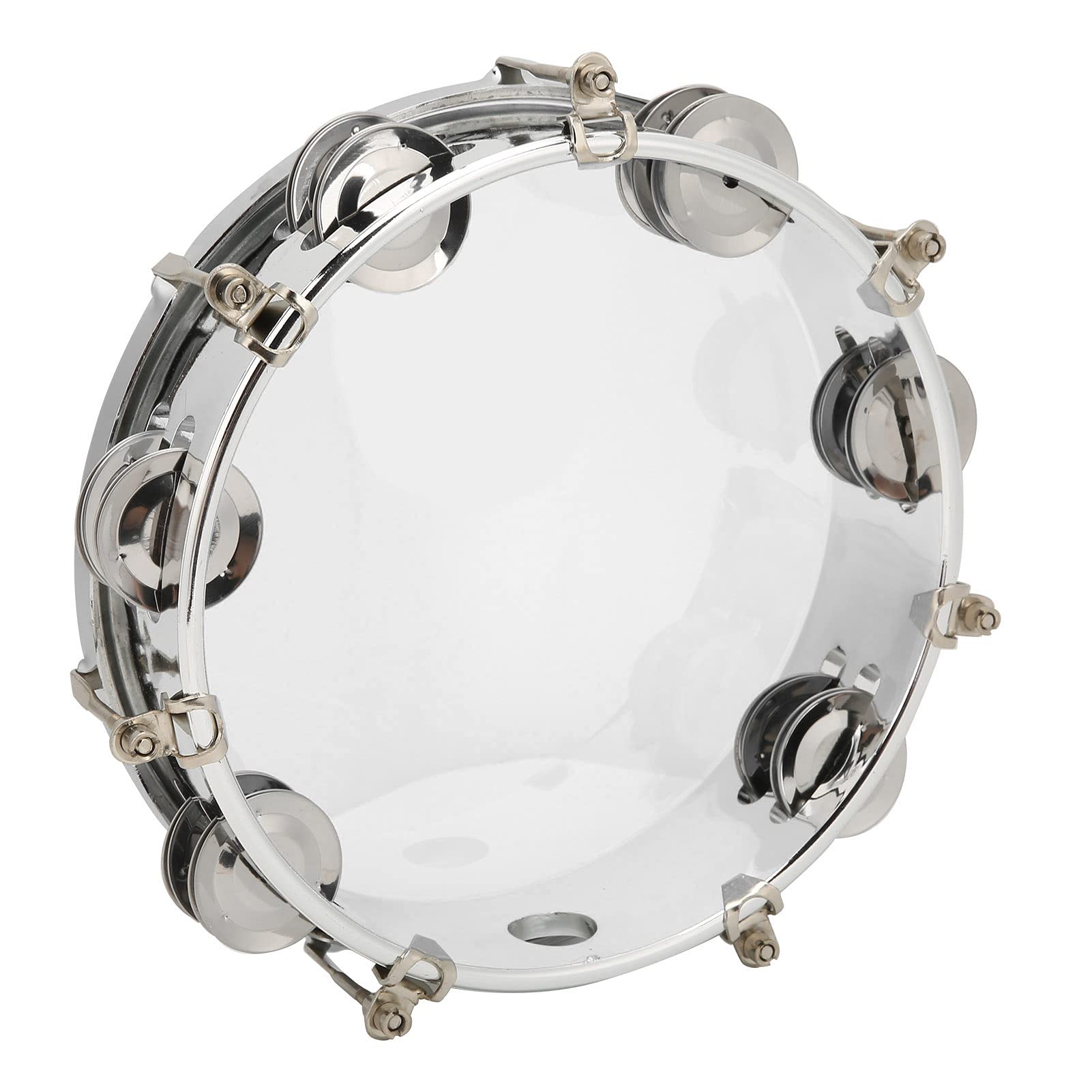 8in Tambourine Adjustable Tone Hand Drum Hand Held Percussion Educational Musical Instrument Cymbal Bells Double Row Jingle Bell