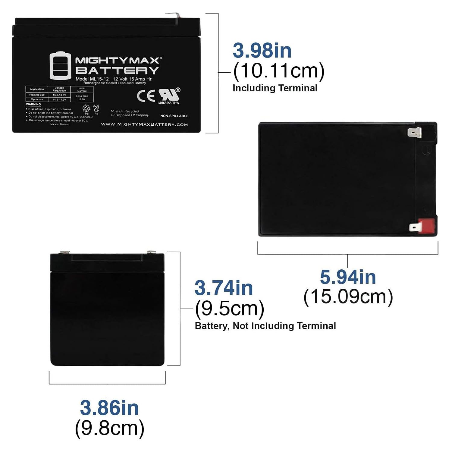 Mighty Max Battery Ml15-12 - 12V 15Ah Sla Battery - Pack Of 2