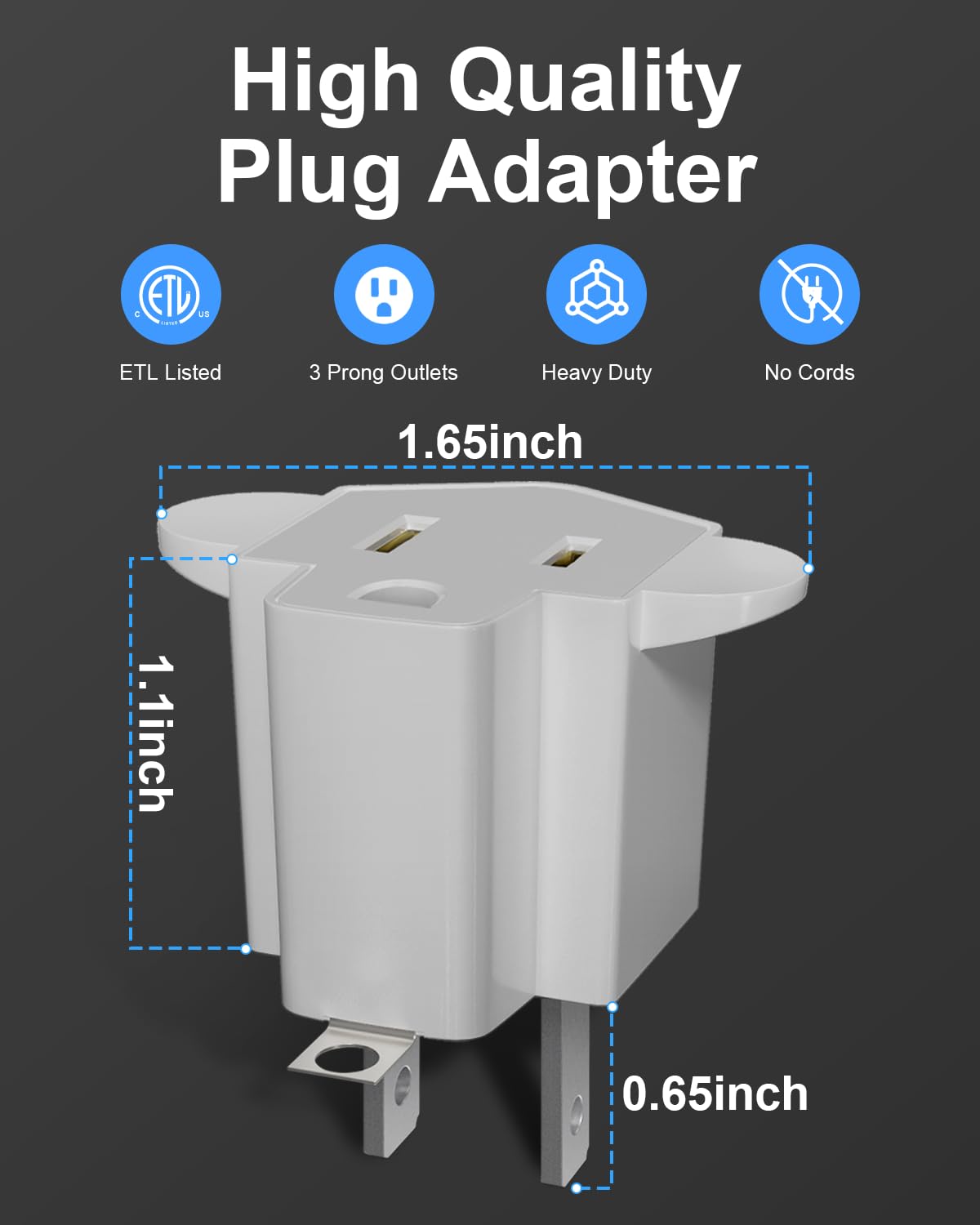 Portable 3 Prong To 2 Prong Outlet Adapter, Fireproof 392? 3 2 Prong Adapter Converter, Heavy Duty Wall Plug Adapter For Househo
