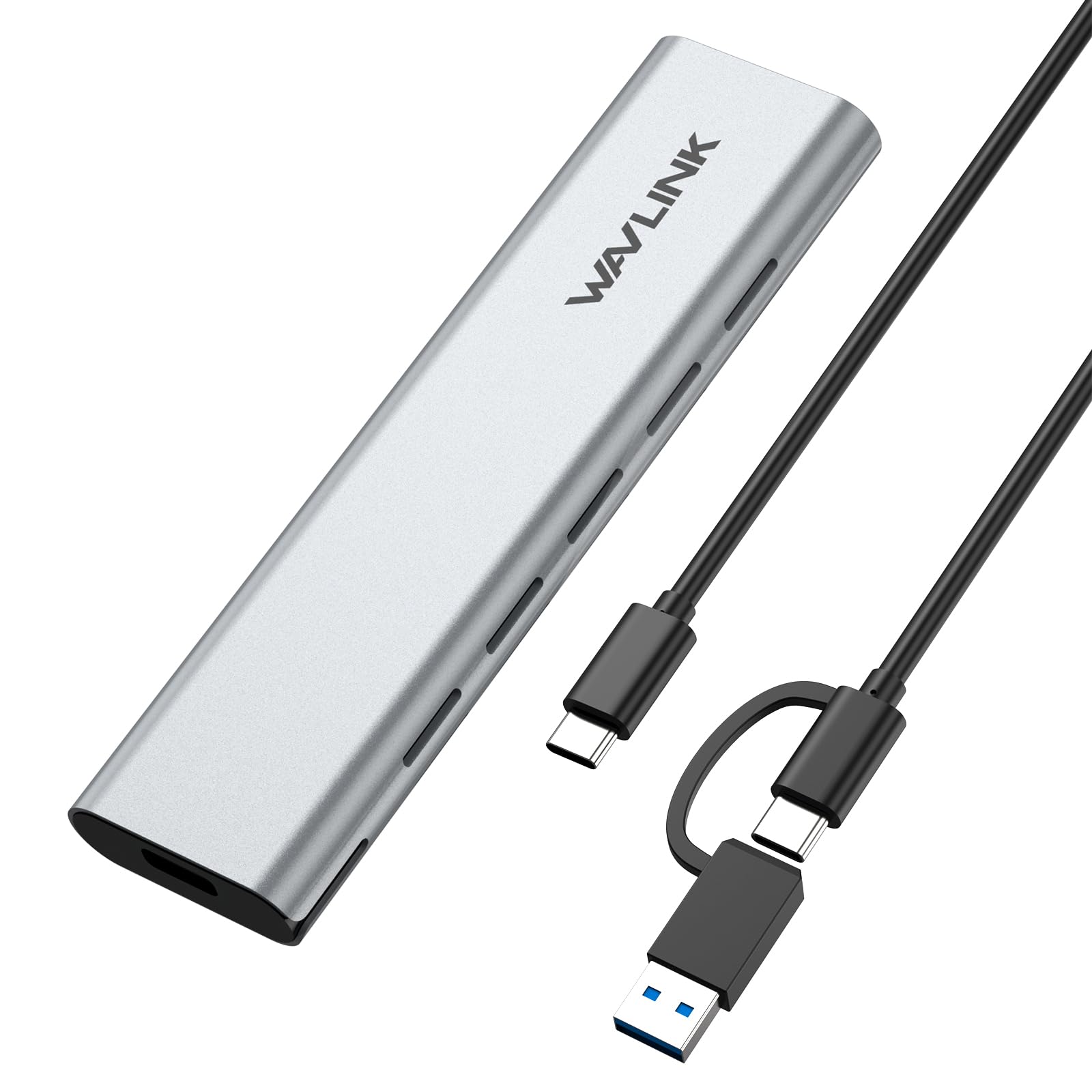 Wavlink Aluminum External M.2 Nvme And Sata Ssd Enclosure, Usb 10Gbps, Supports Uasp Trim For M Key/B+M Key Nvme Pcie And Sata Ssds In Sizes 2230/2242/2260/2280, Up To 8Tb