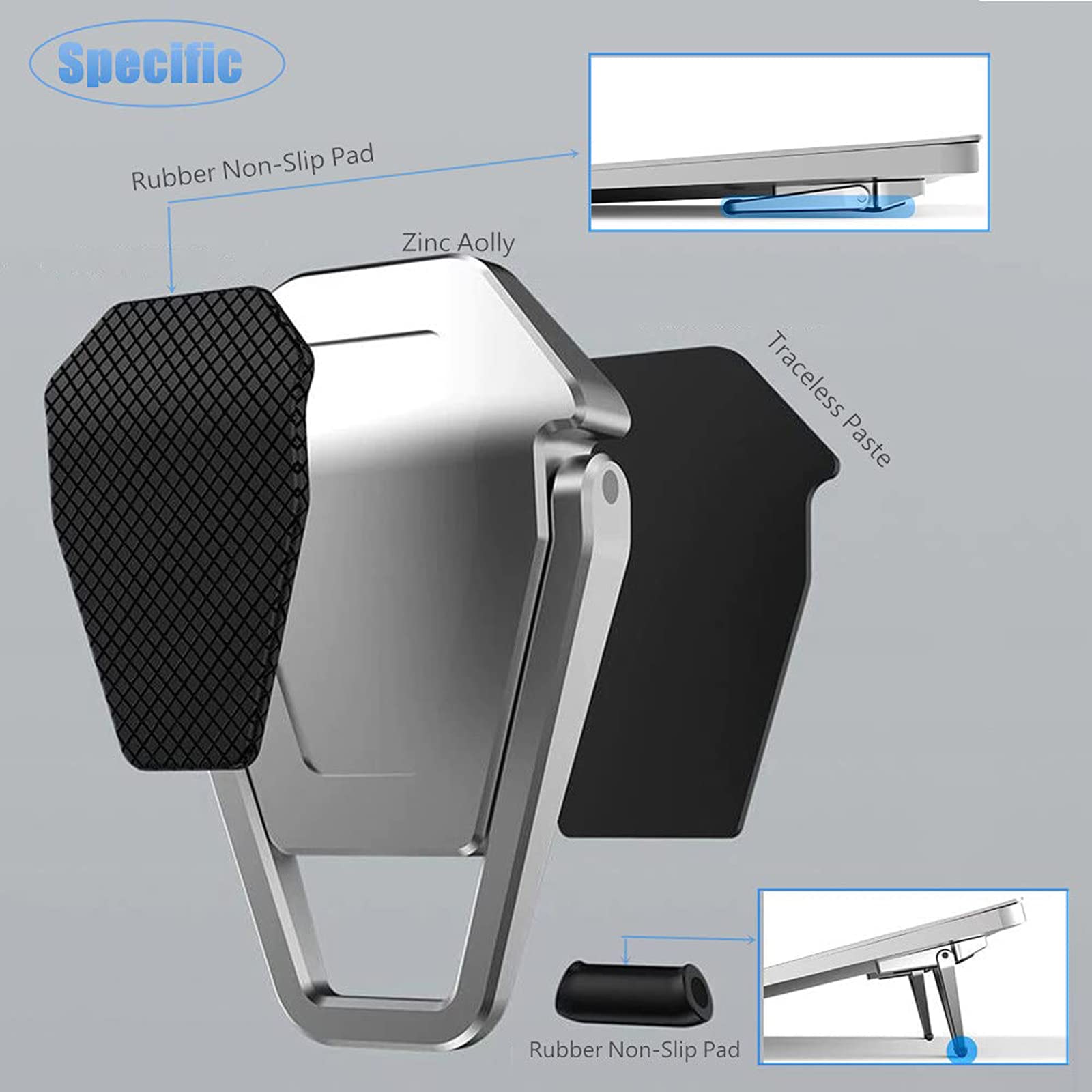Portable Invisible Laptop Stand 2Pcs,Suntaiho Mini Aluminum Cooling Pad,Computer Keyboard Mount Kickstand,Ergonomic Lightweight