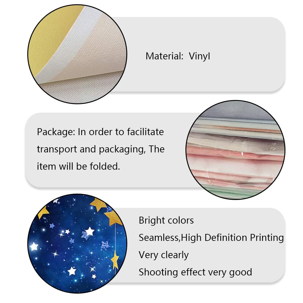 7X5Ft Twinkle Twinkle Little Star Backdrops Navy Blue Galaxy Starry Sky Gold Glitter Little Star Photography Background Adults N