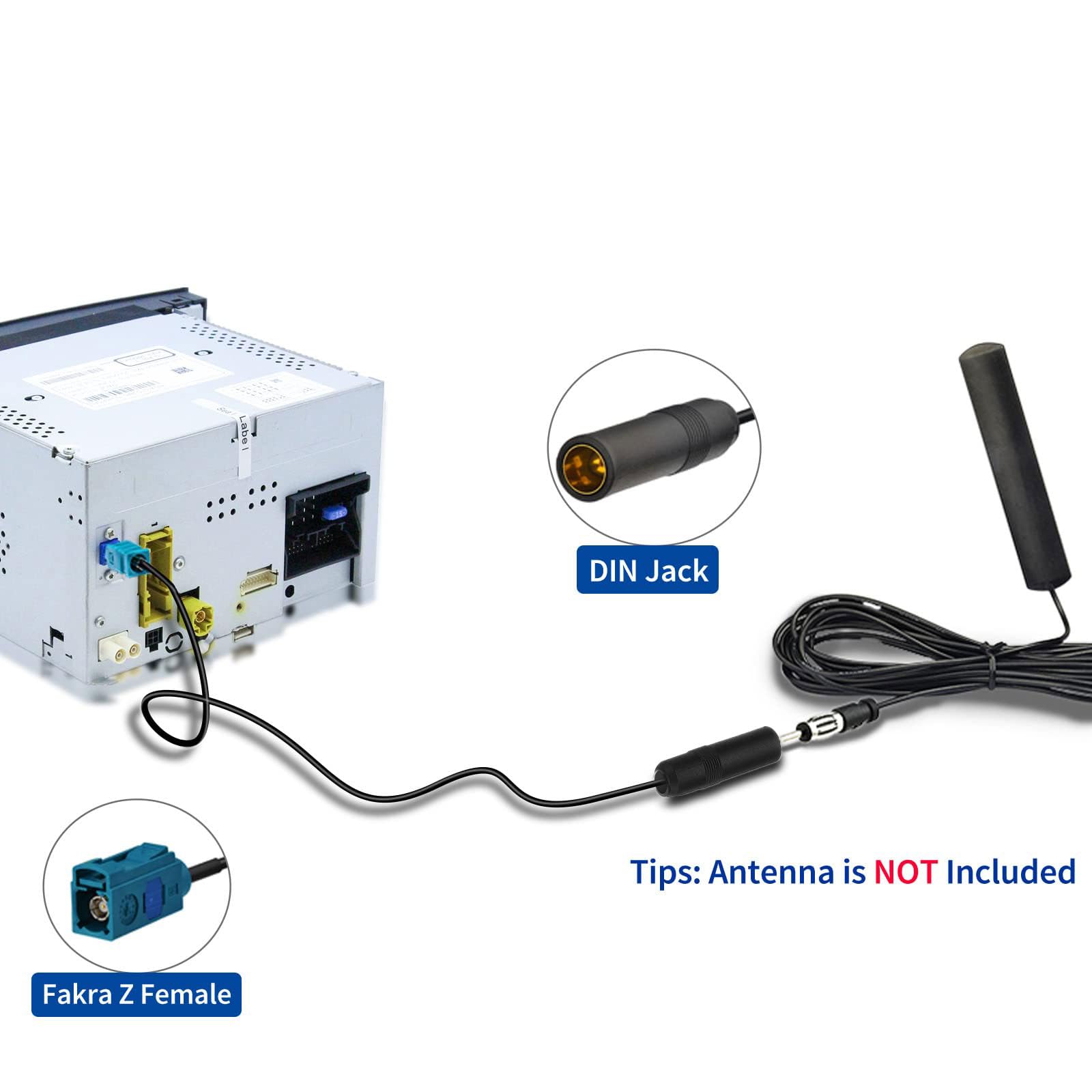 Bingfu Universal Vehicle Car Stereo Fm Am Radio Antenna Adapter Cable Fakra Z Female To Din Socket Connector Cable 1M 3.28Ft For