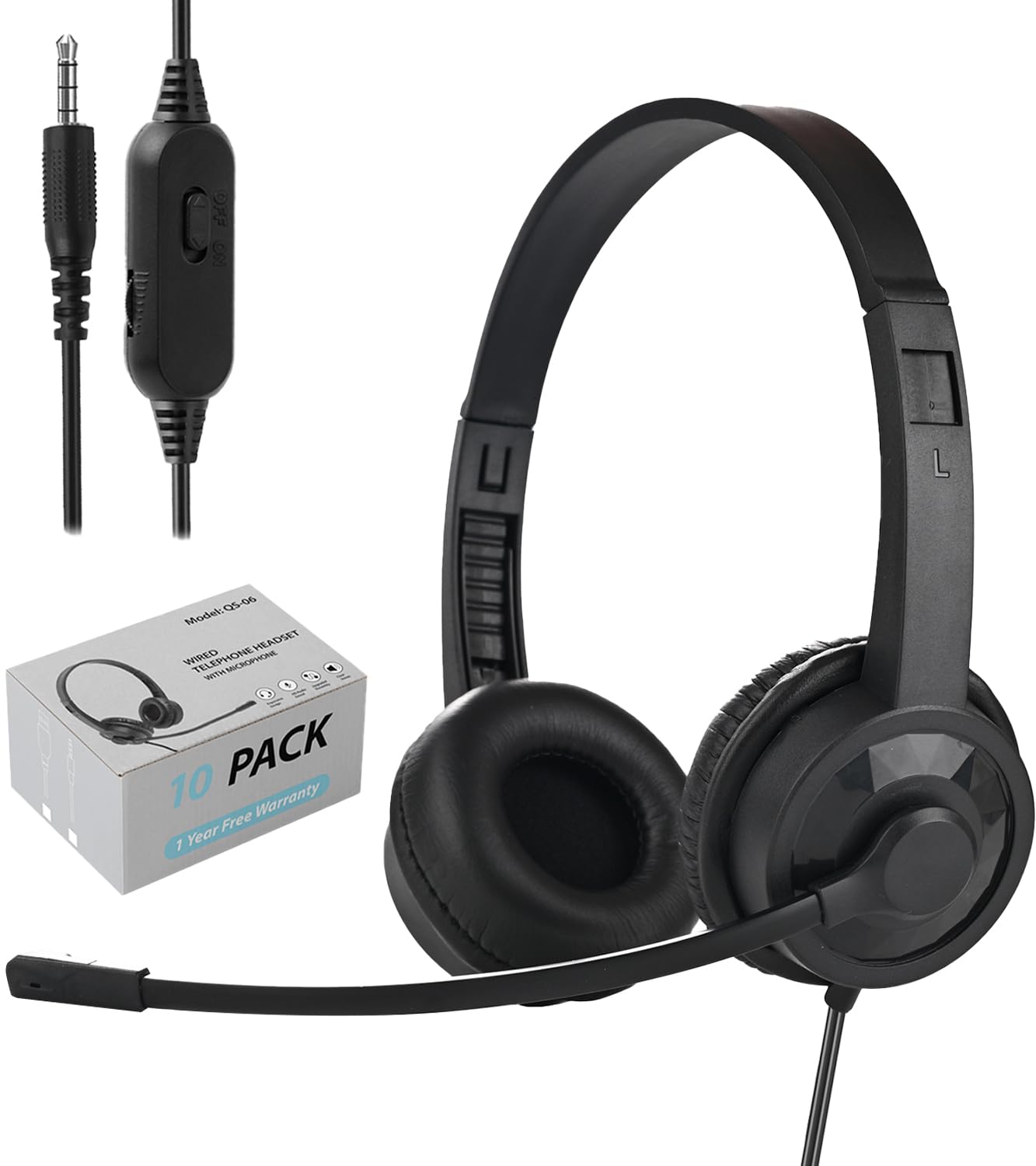 Ladont Bulk Headset With Microphone For Classroom School (10 Pack),Noise Cancelling Computer Headphones With Microphone For Offi