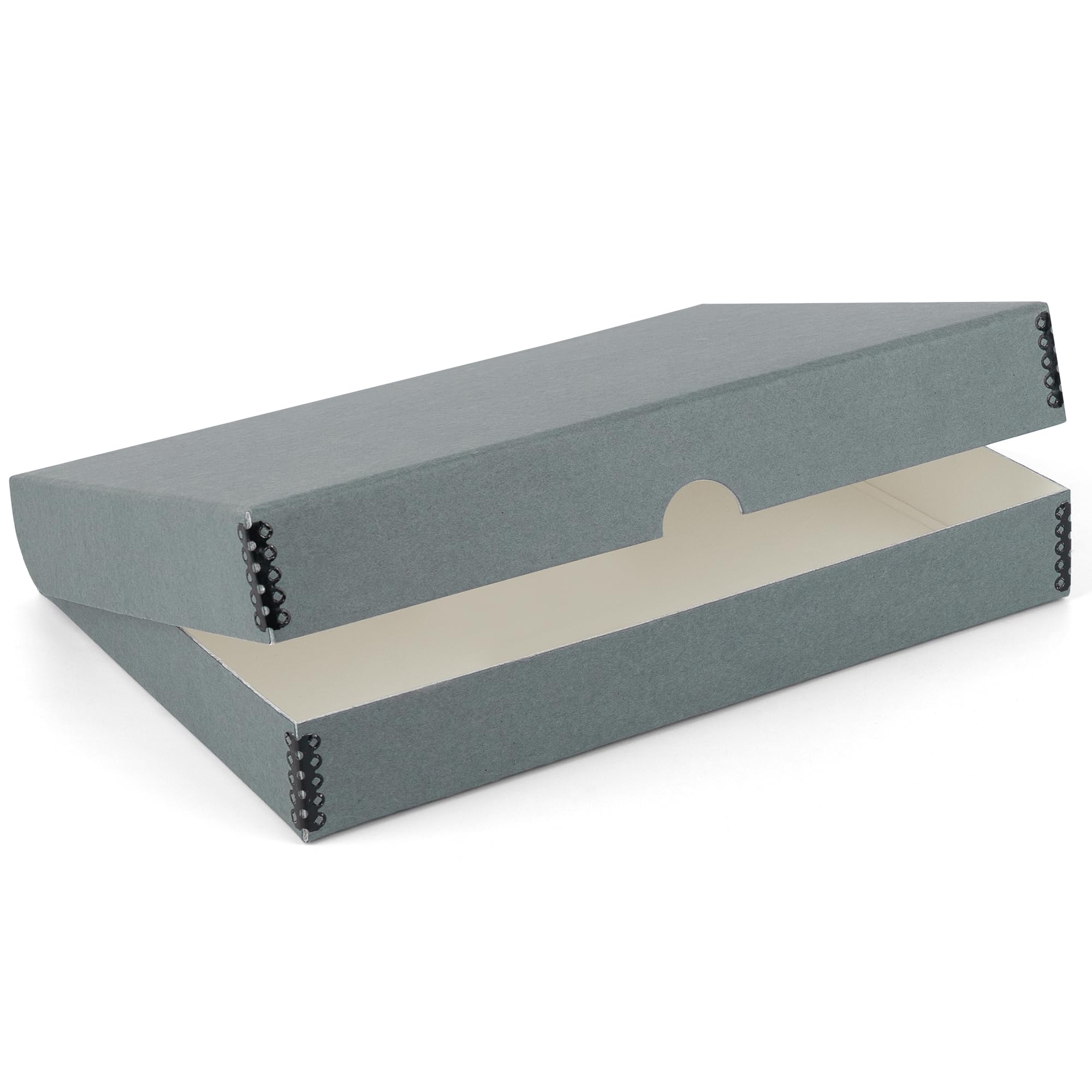 Lineco Folio Storage Box, Clamshell Design With Metal Edge. 13.5X19.5X1.75 Inches, Archival Boxboard, Preserve Photos, Cards, Magazines, Documents, Art, Ephemera, Family Records, Gray, Pack Of 1