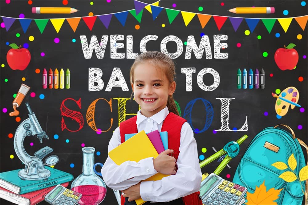 7X5Ft Welcome Back To School Backdrop Colorful Teachers Students Online Teaching Photo Background Vinyl First Of Day School Phot