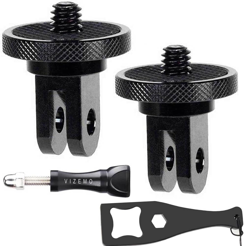 Vizemo Aluminum Camera Tripod Adapter 1/4' 20 Conversion Mounts Compatible With Gopro Action Cameras Insta360 And Other Standard 1/4 Accessories, Quarter Inch Mount For Gopro Ecosystem