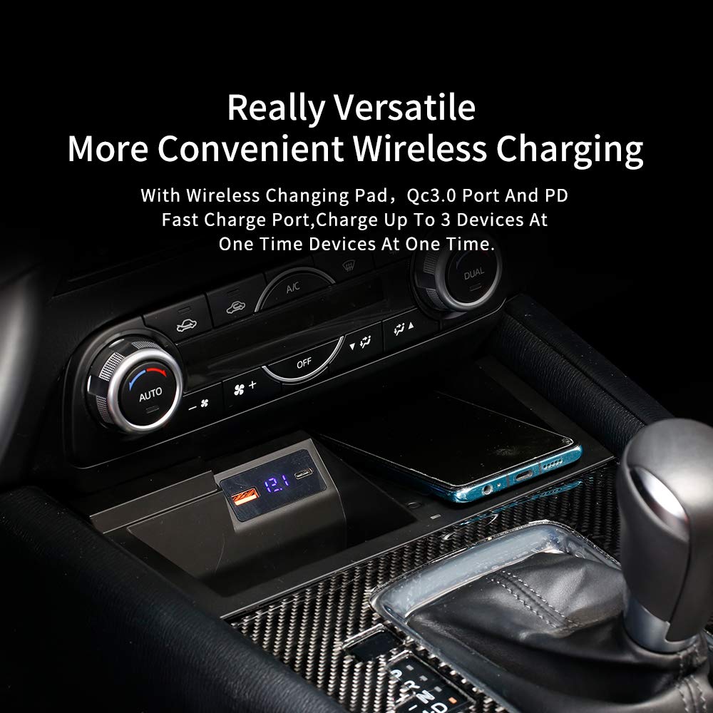 Kucok Cx 5 Wireless Charger Custom Fit For Mazda Cx5 2017 2025,15W Qi Fast Charging Central Control Storage With Usb Port Qc 3.0 36W Individual Control Wireless Charging Station