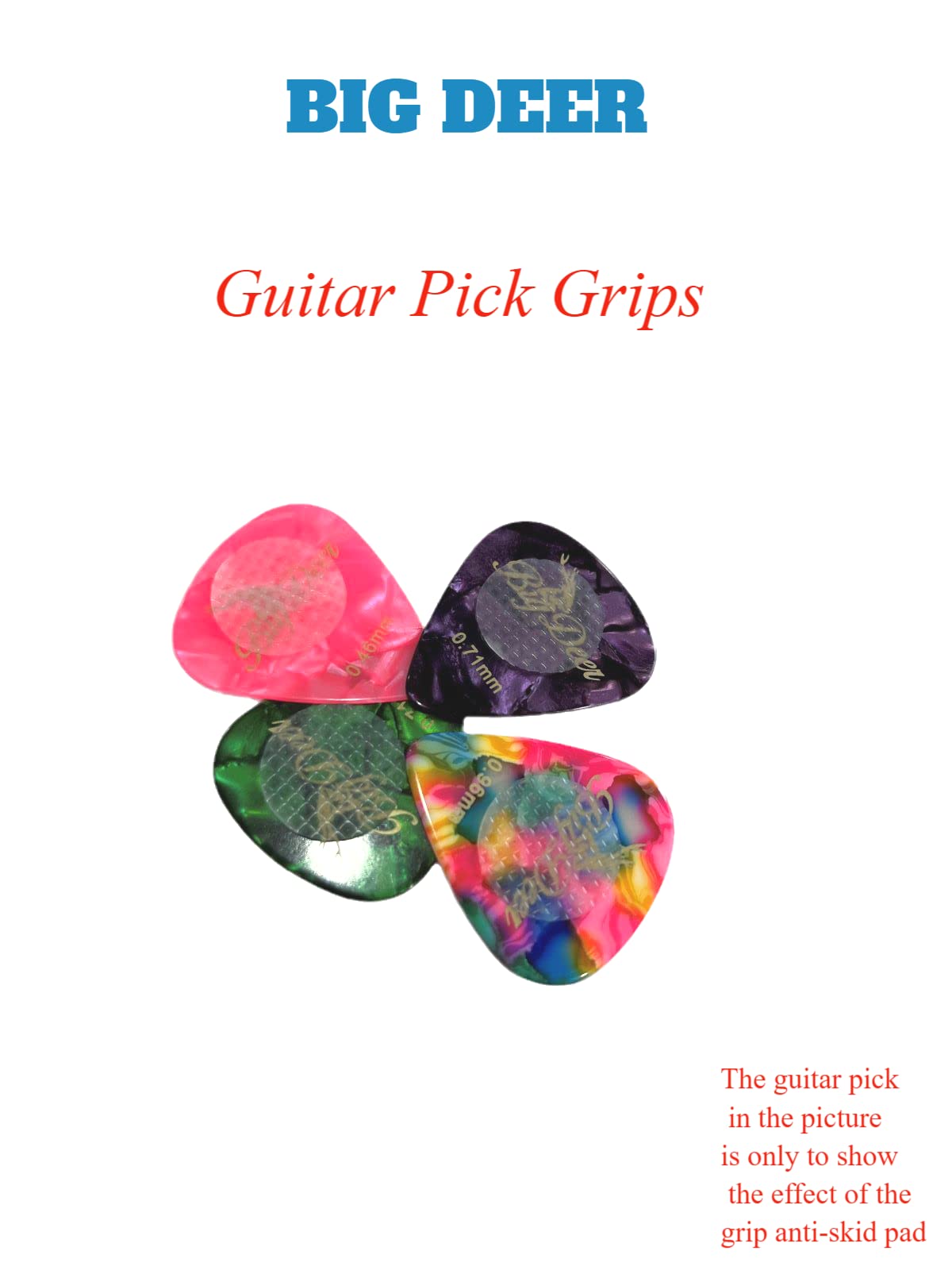 Bigdeer 48Pc Ultra Thin 0.6Mm/0.024In Guitar Pick Grips And 2 Guitar Picks With Grip. Help You Hold Guitar Picks,Stop Dropping Y