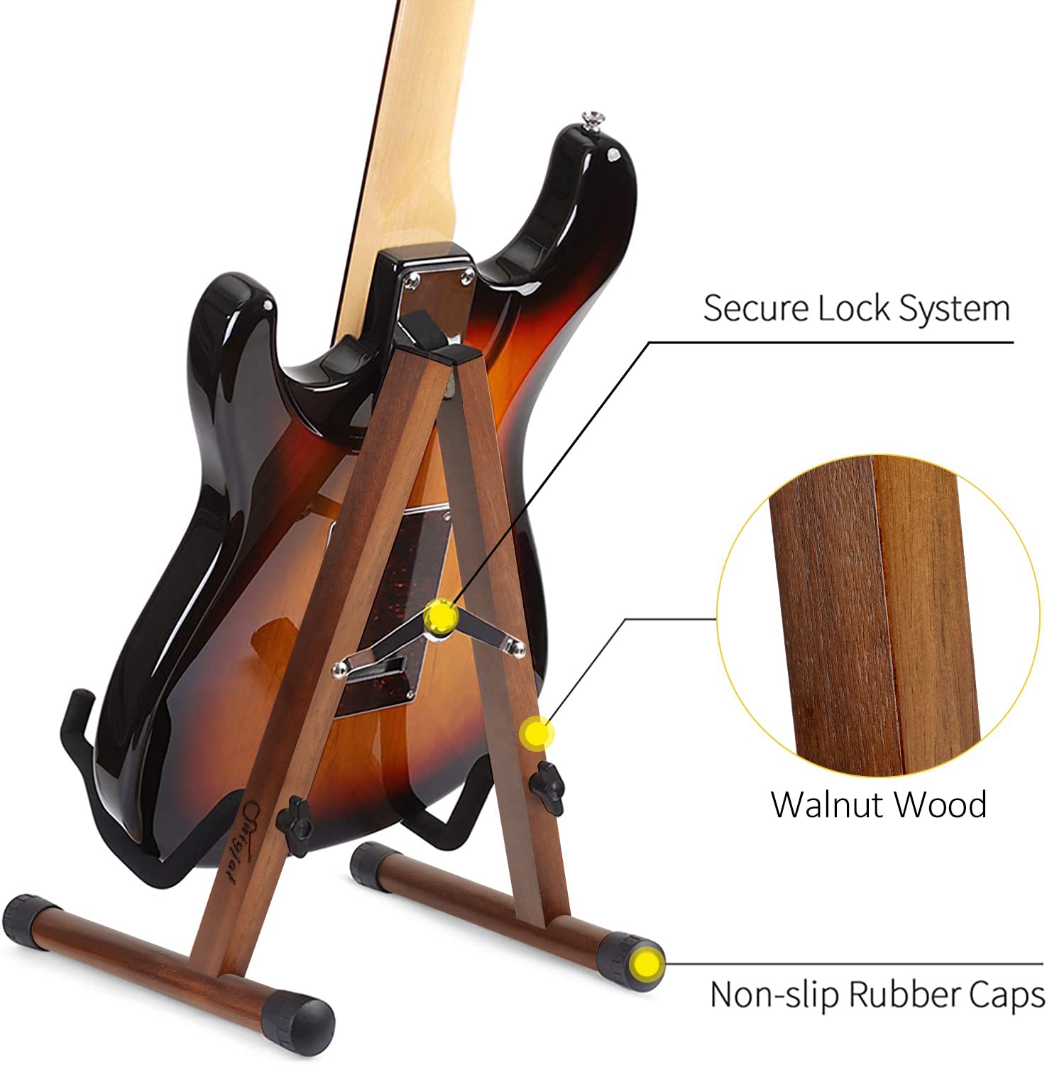 Snigjat Guitar Stand Walnut, Sturdy Acoustic Guitar Stand, Adjustable Electric Guitar Stand, Guitar Display Stand Guitar Floor S