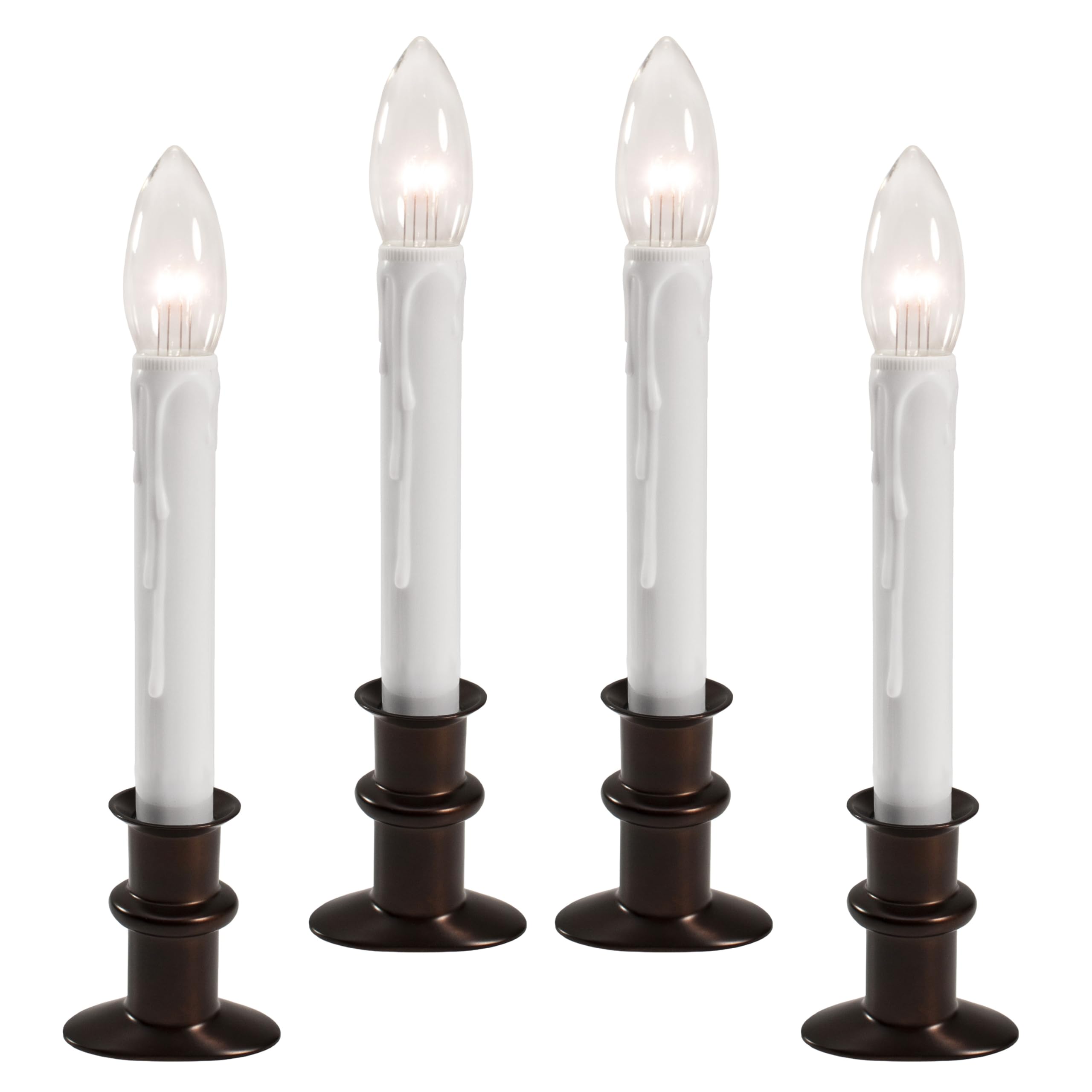 612 Vermont Ultra Bright Led Window Candles With Timer, Battery Operated, Slim Line Metal Base, Vt 2813 Aw 4R (Antique Bronze, P