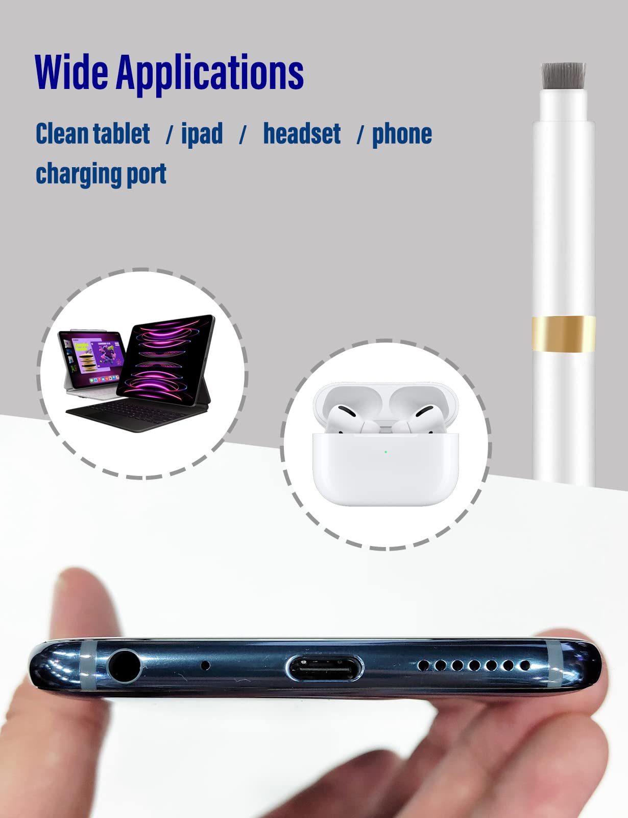 Ahero 4 In 1 Cleaner Kit For Airpods, Cleaning Pen For Earphones, Cleaning Tool For Charging Case And Headphones (Gold)