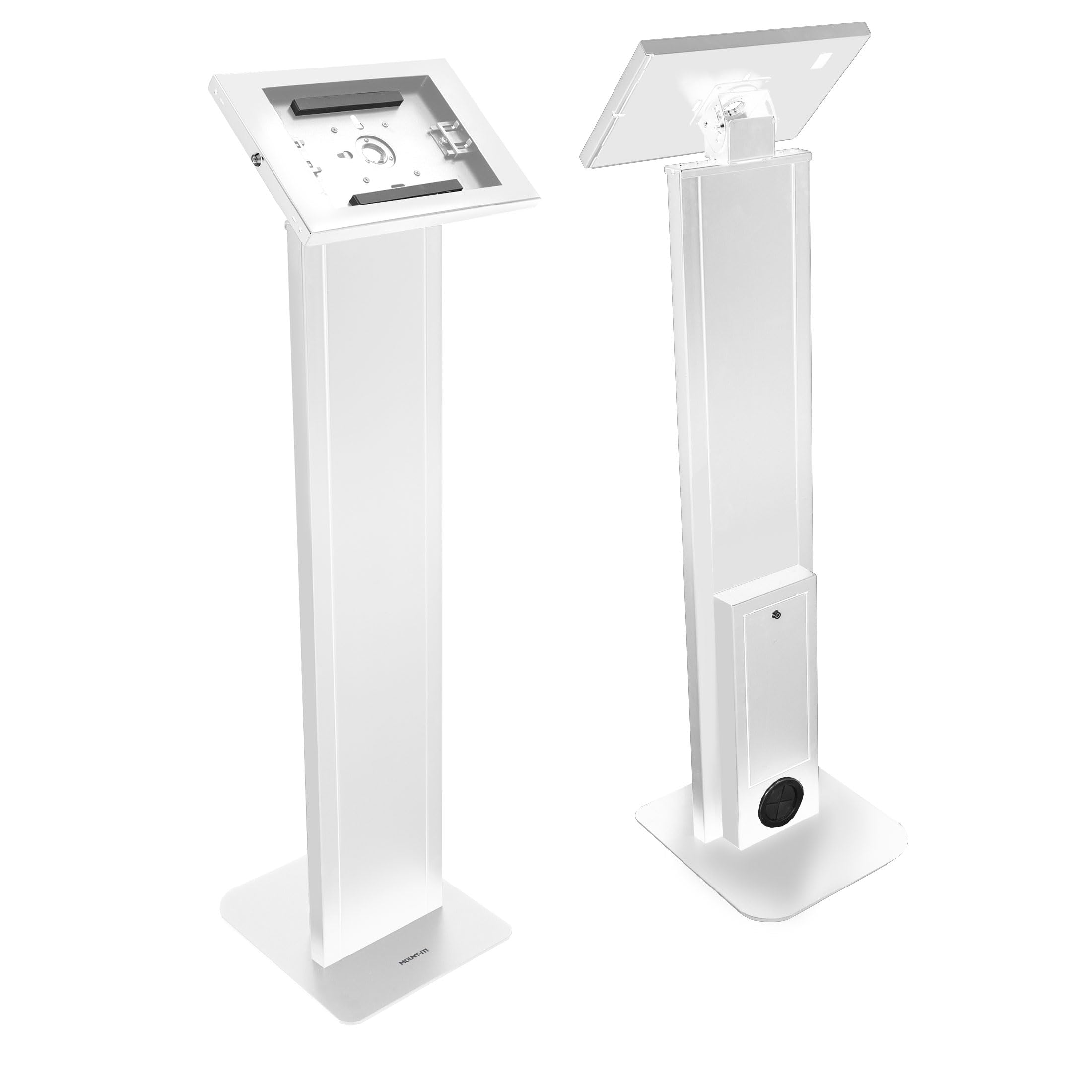 Mount It! Anti Theft Tablet Floor Stand Kiosk, Tablet Kiosk Floor Stand with Universal Enclosure, Locking Tablet Mount Stand for iPad Gen 7 10, iPad Pro, iPad Air, iPad 10.2 inch, iPad 10.9, White
