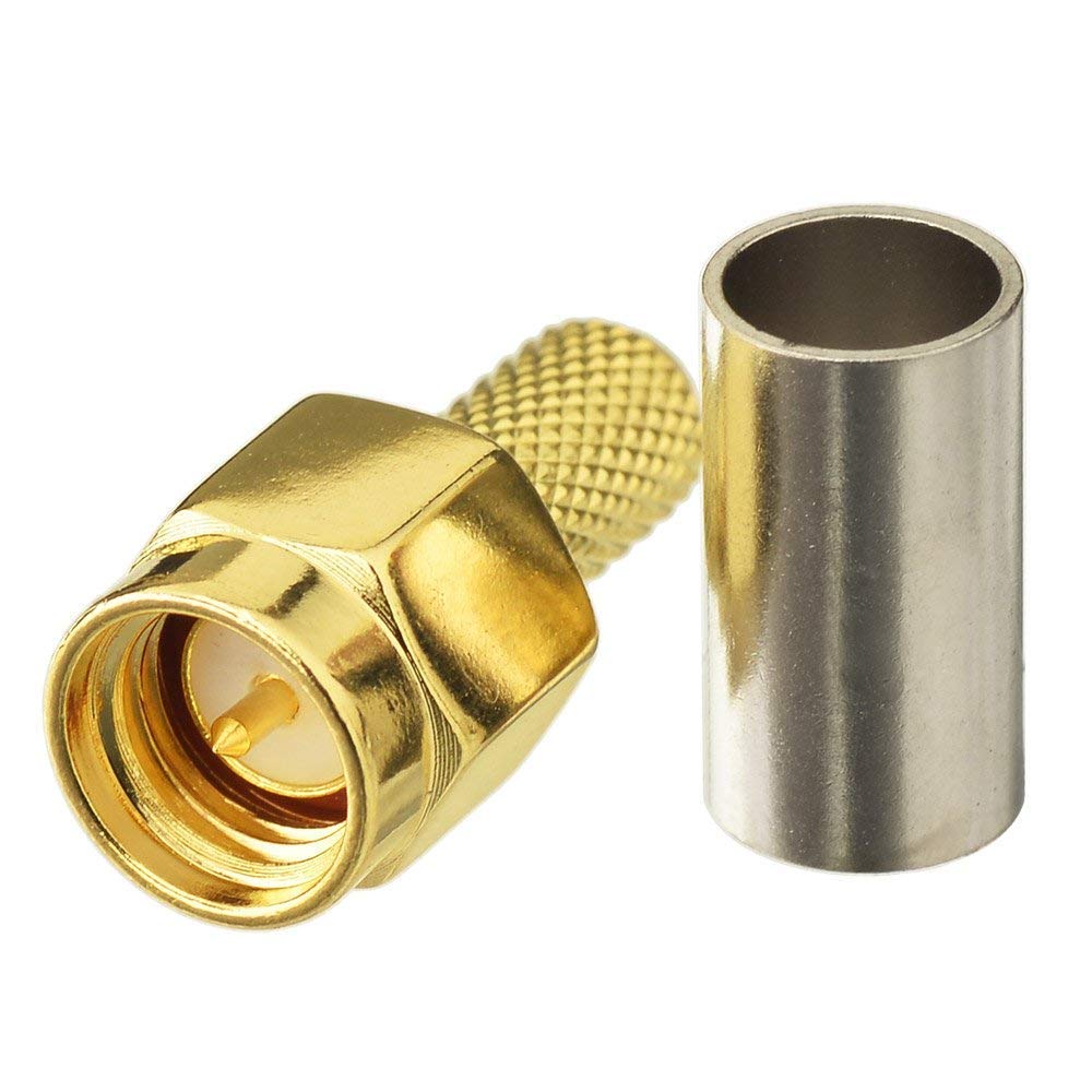 Saide 10Pcs Sma Male Straight Crimp Connector For Rg58 Rg400 Rg142 Lmr195 Cable(Pack Of 10)