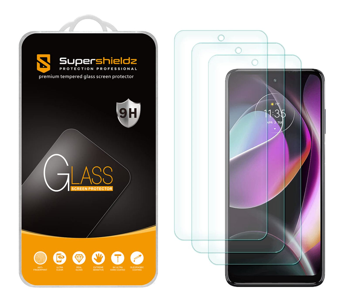Supershieldz (3 Pack) Designed For Motorola Moto G 5G (2022) [Not Fit For Moto G Stylus 5G] Tempered Glass Screen Protector, Ant